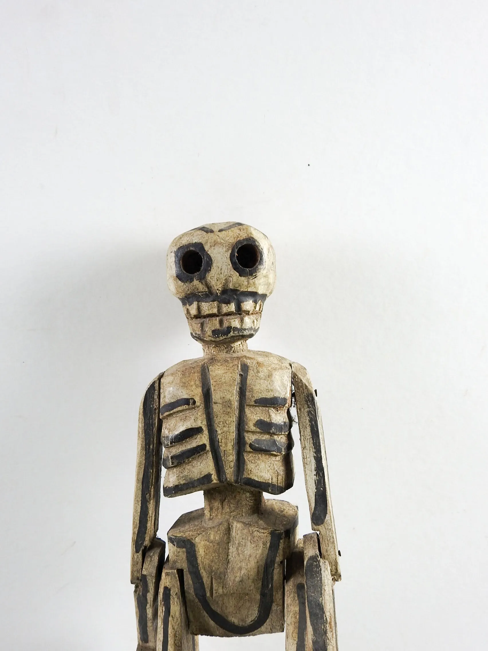 Folk Art Carved Wood Skeleton Sculpture