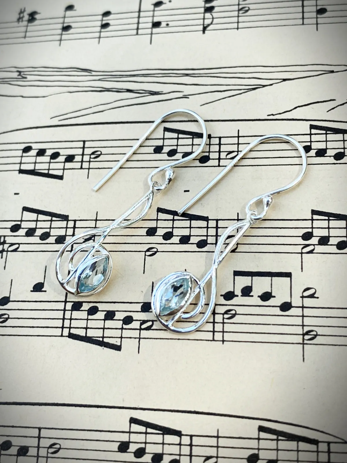 Gemstone Treble Clef Dangles