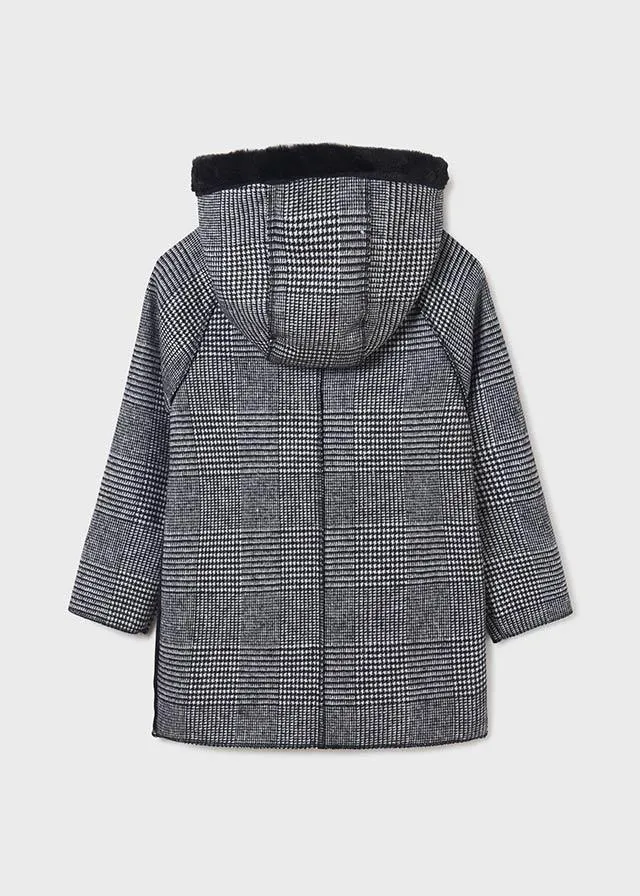 Girls Black Plaid Coat  | Mayoral