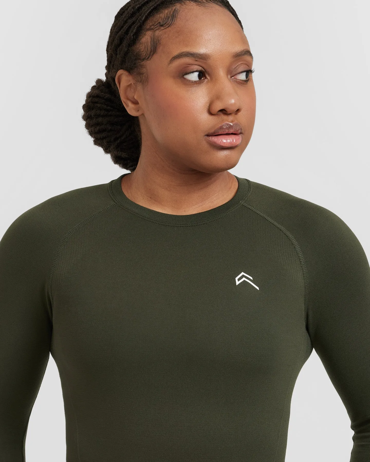 Go To Seamless Fitted Long Sleeve Top | Khaki