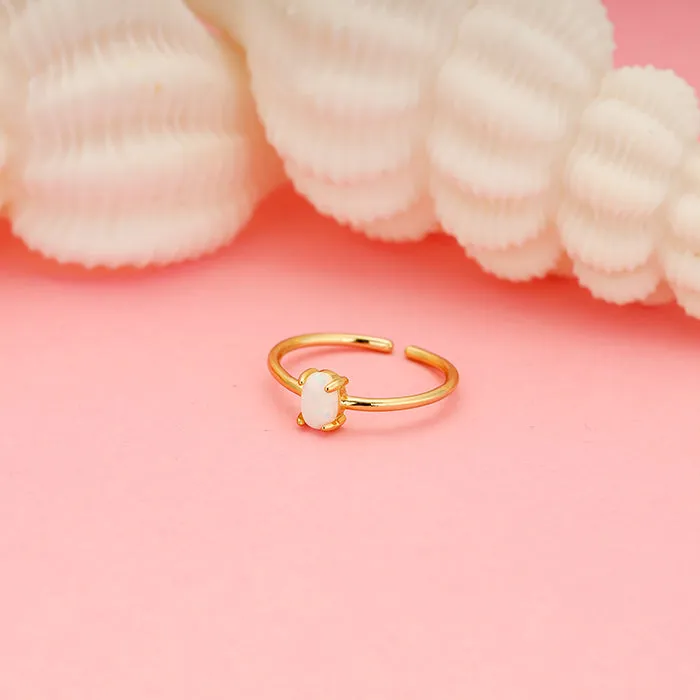 Golden Oval White Ring