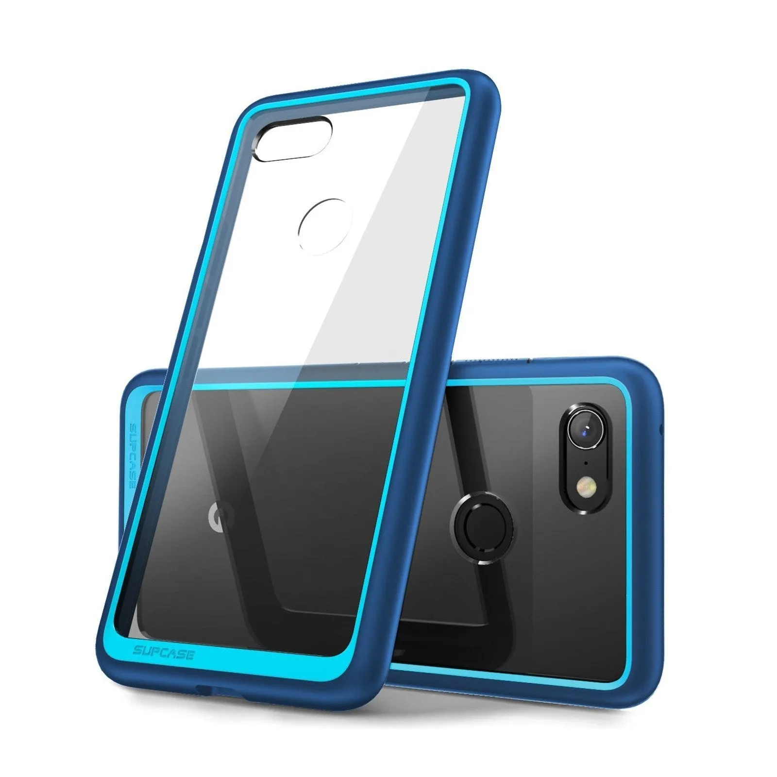 Google Pixel 3 Unicorn Beetle Style Protective Clear Case with TPU Bumper-Blue