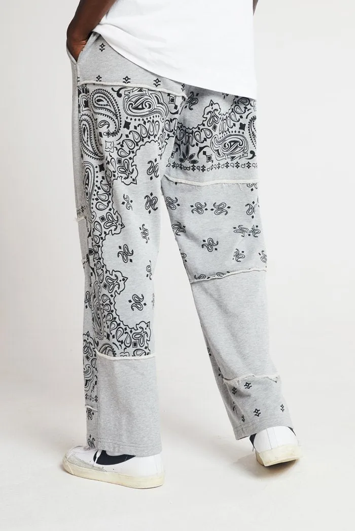 Grey Marl Paisley Cut & Sew Joggers