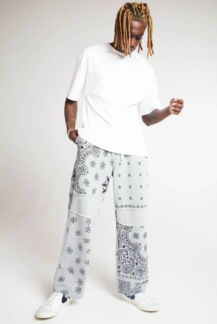 Grey Marl Paisley Cut & Sew Joggers