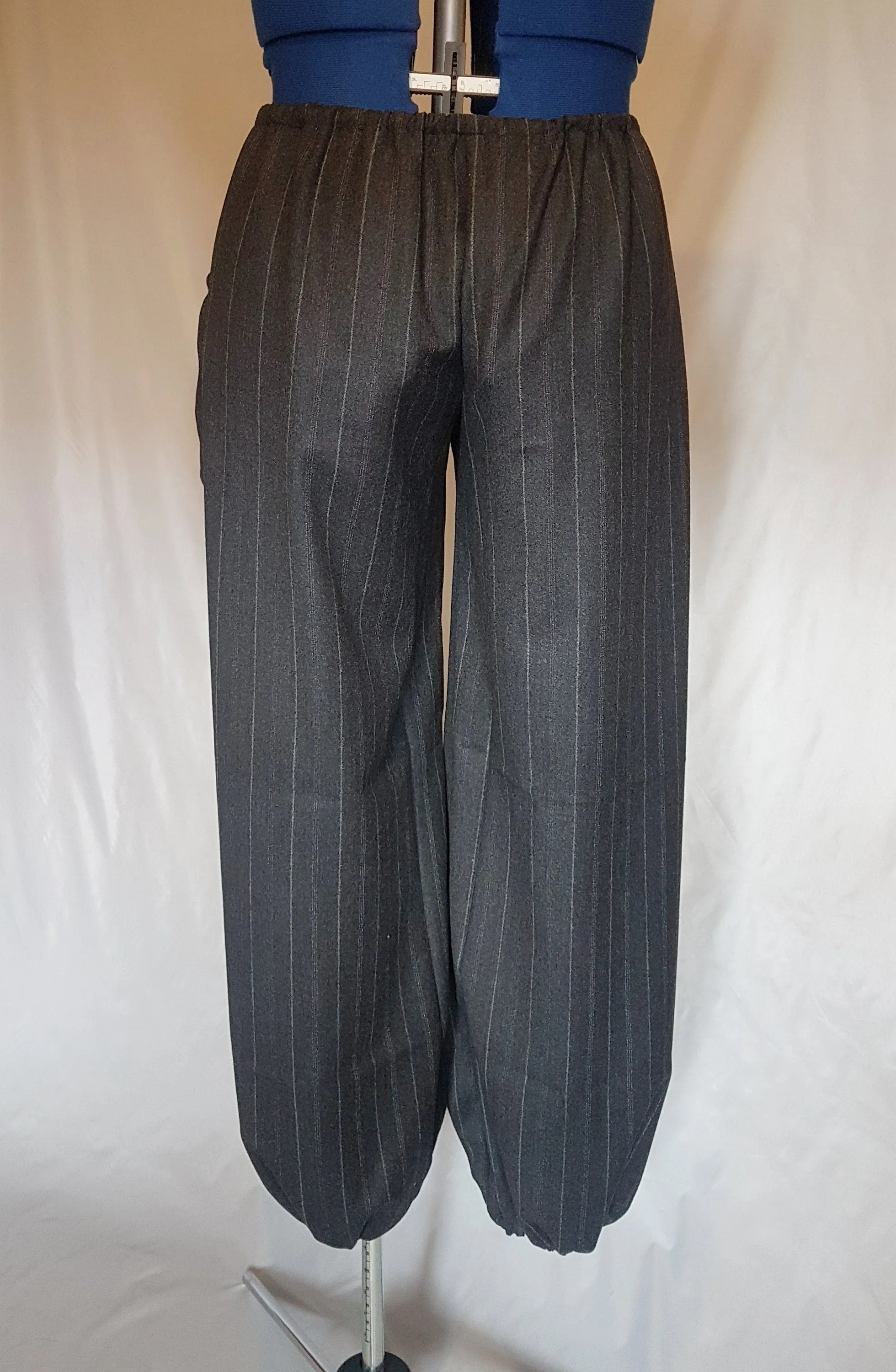 Grey Pinstripe Harem Slouch Pants Trousers UK14