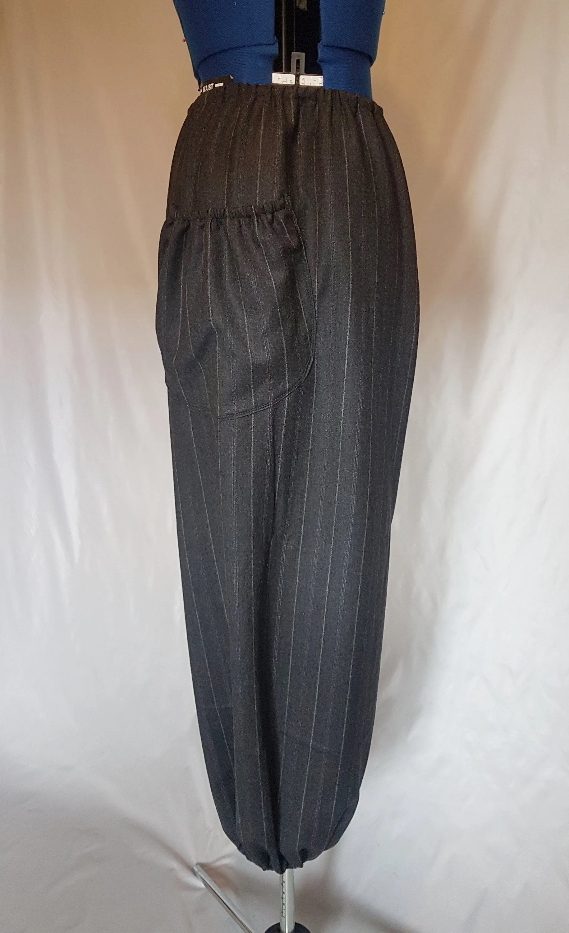 Grey Pinstripe Harem Slouch Pants Trousers UK14