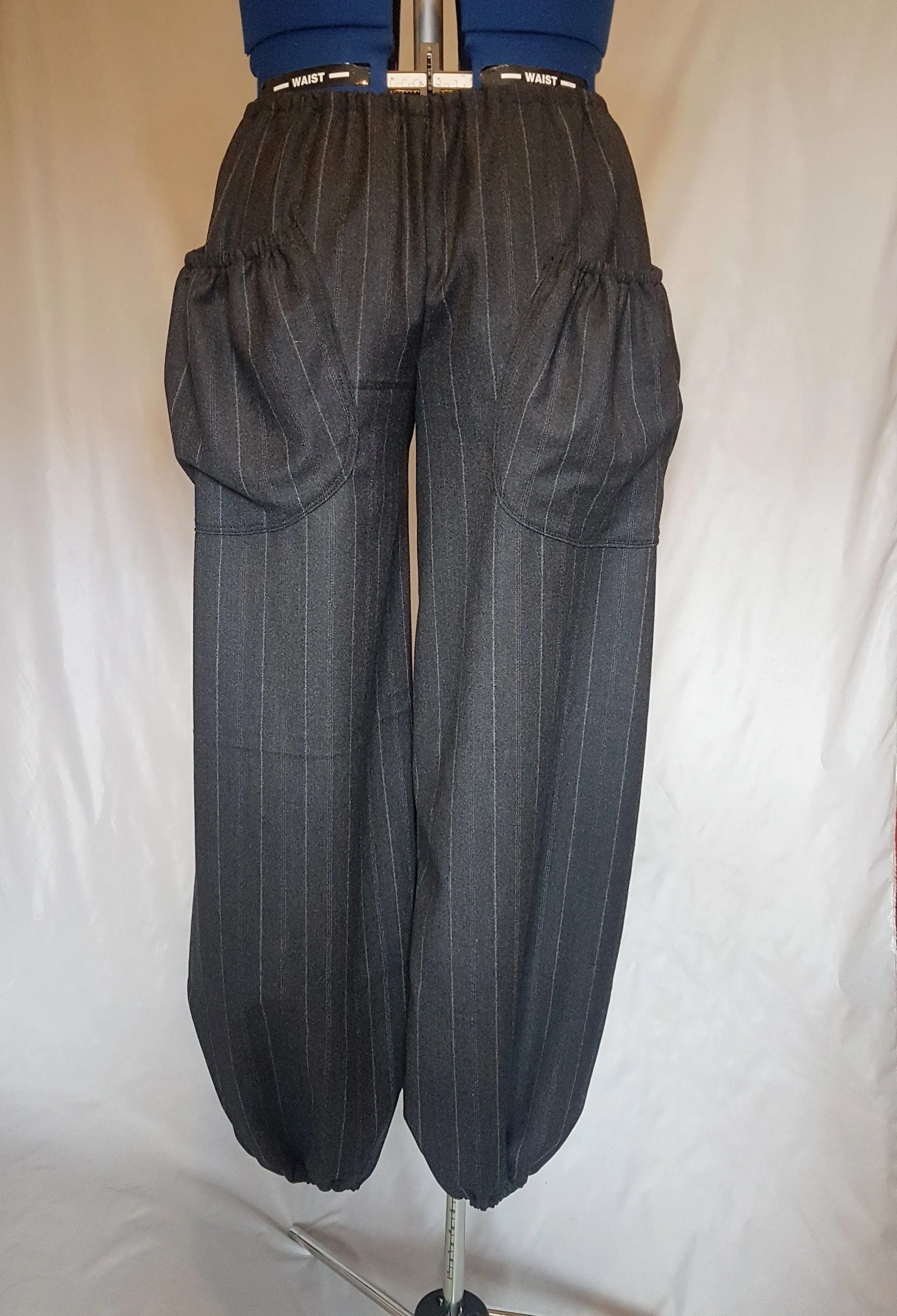 Grey Pinstripe Harem Slouch Pants Trousers UK14