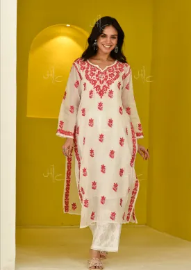 Hayat Chikankari Kota Straight Kurta with Inner