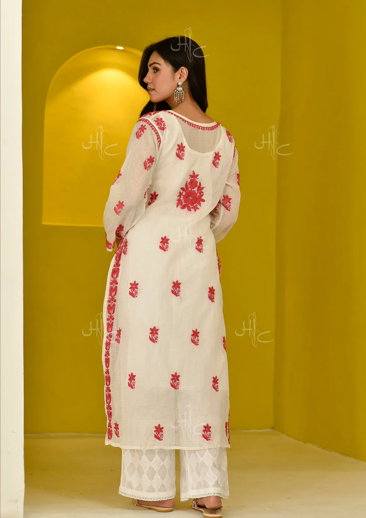 Hayat Chikankari Kota Straight Kurta with Inner