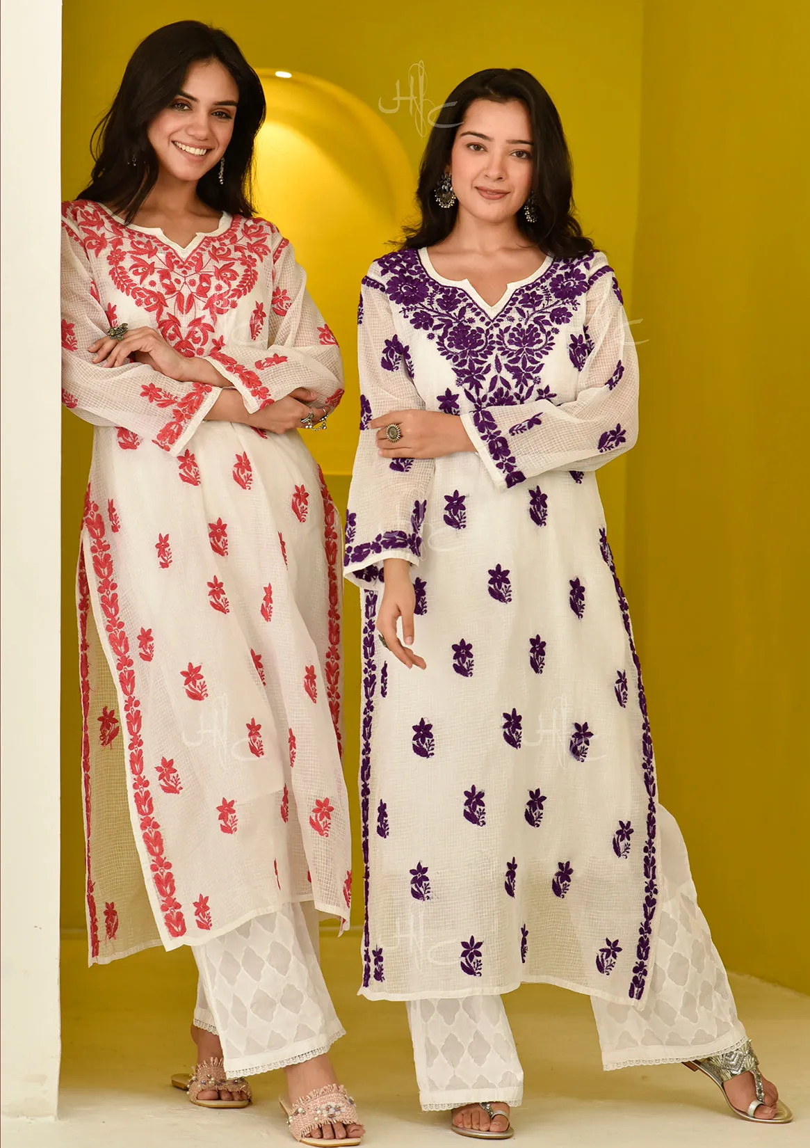 Hayat Chikankari Kota Straight Kurta with Inner