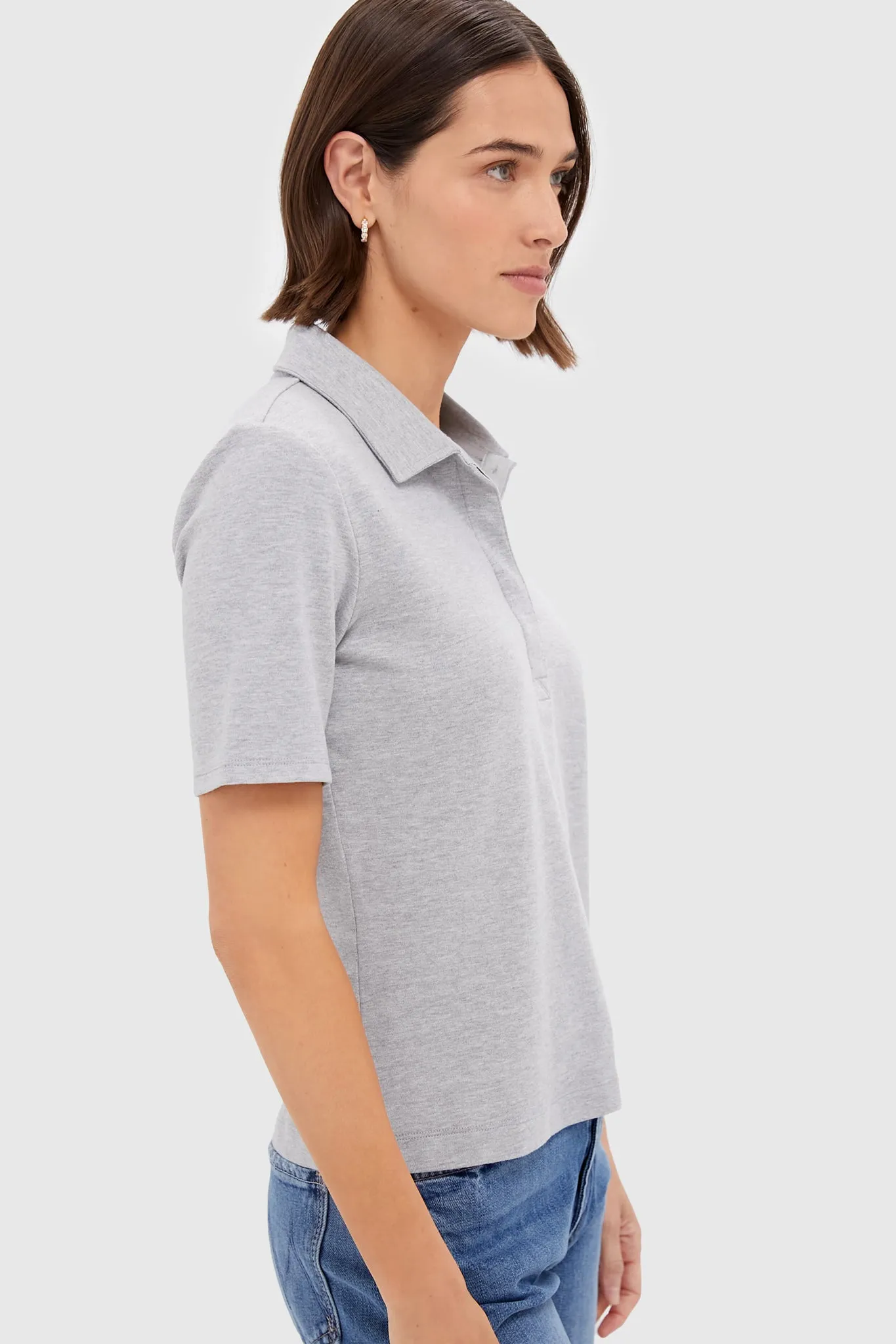 Heather Gray Interlock Adler Polo