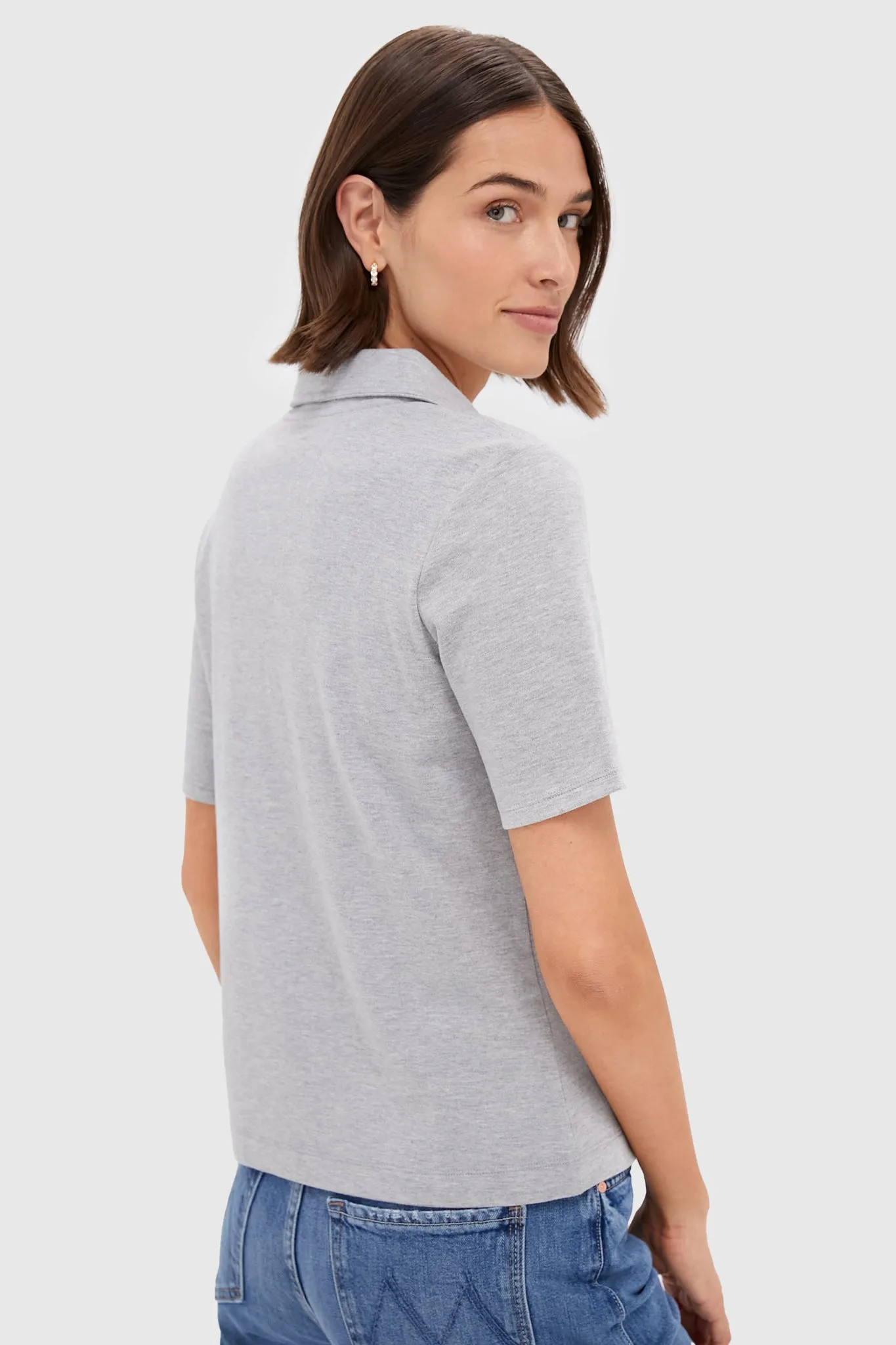 Heather Gray Interlock Adler Polo