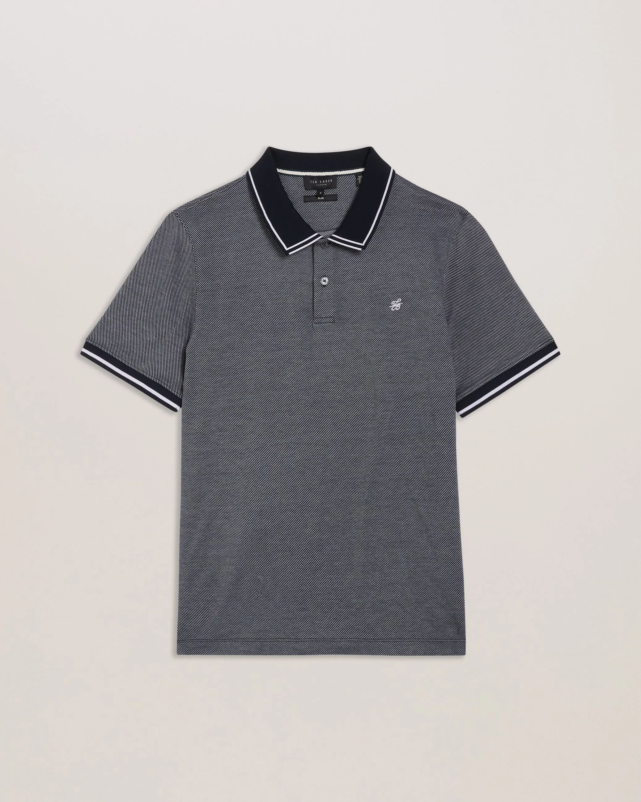 Helta Stripe Detail Slim Fit Polo Shirt Navy