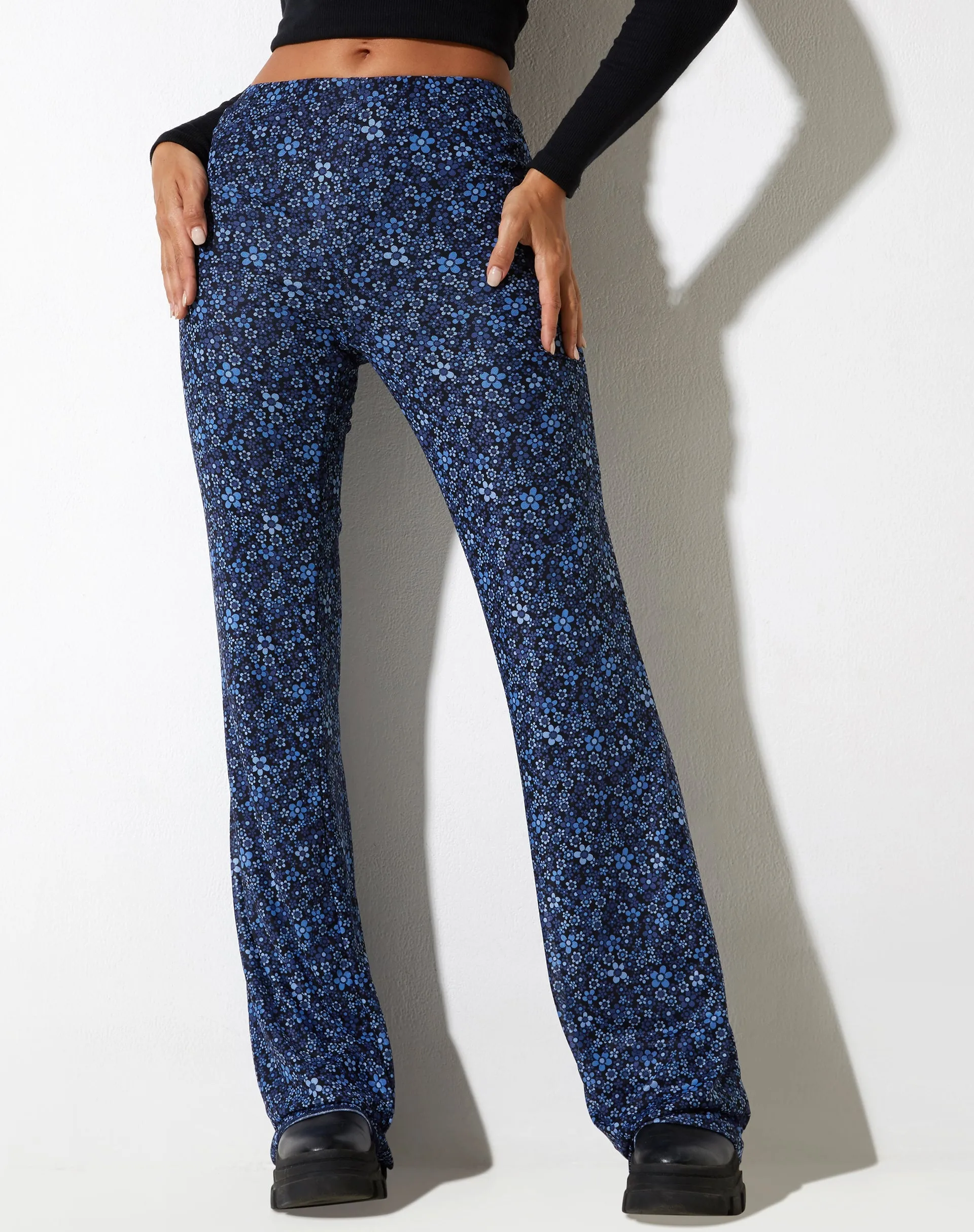 Herly Flare Trouser in Flower Garden Blue