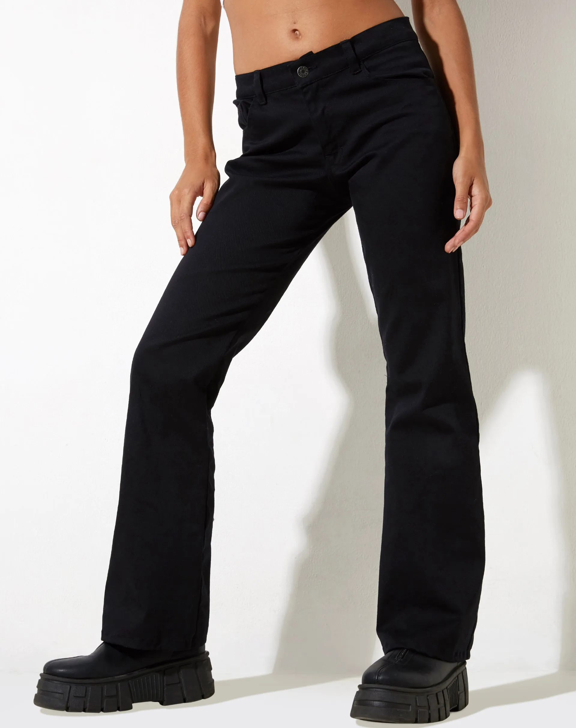 Jopan Flare Trouser in Twill Black