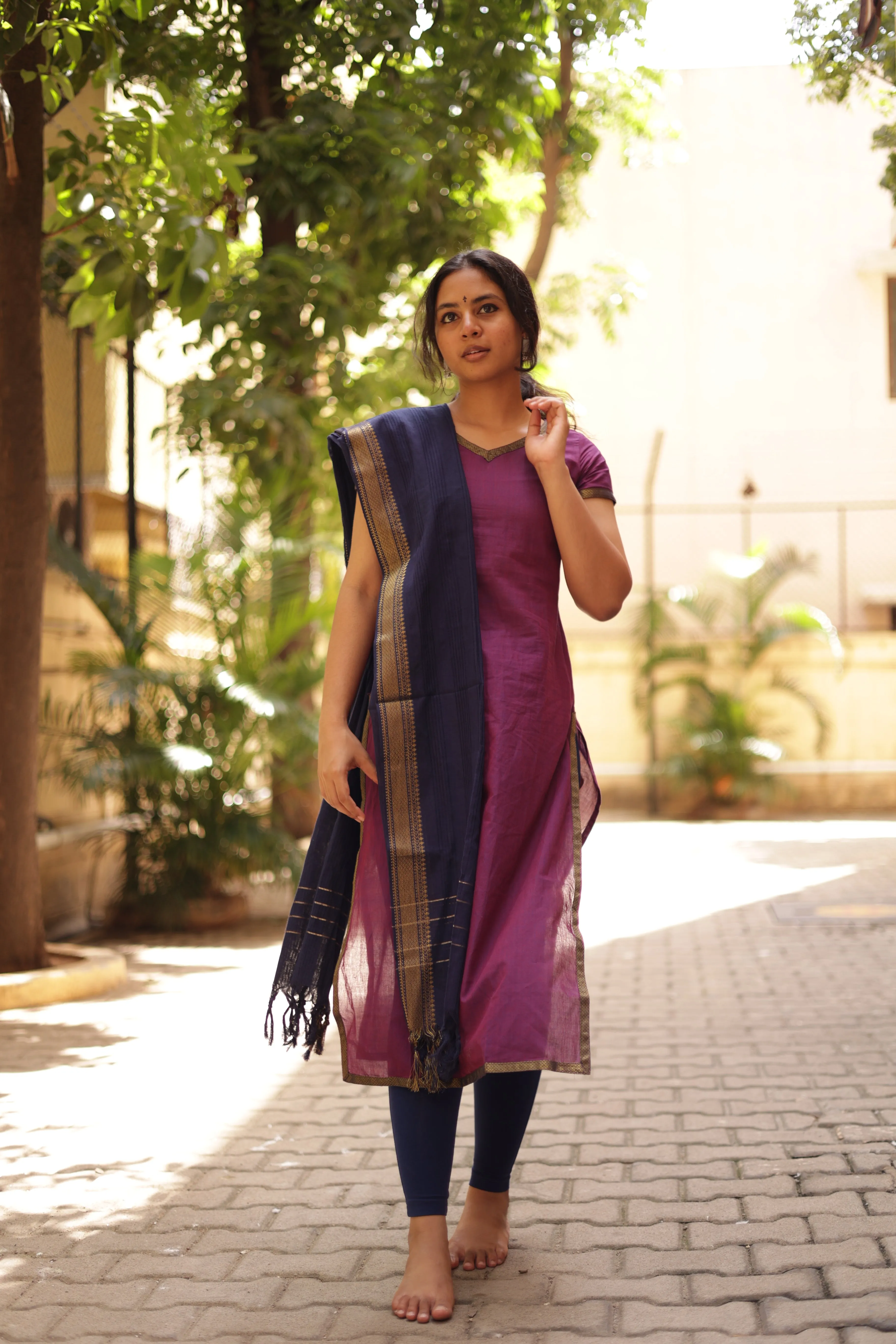 Kaakha Kaakha Jyotika Plum (Kurti Dupatta)