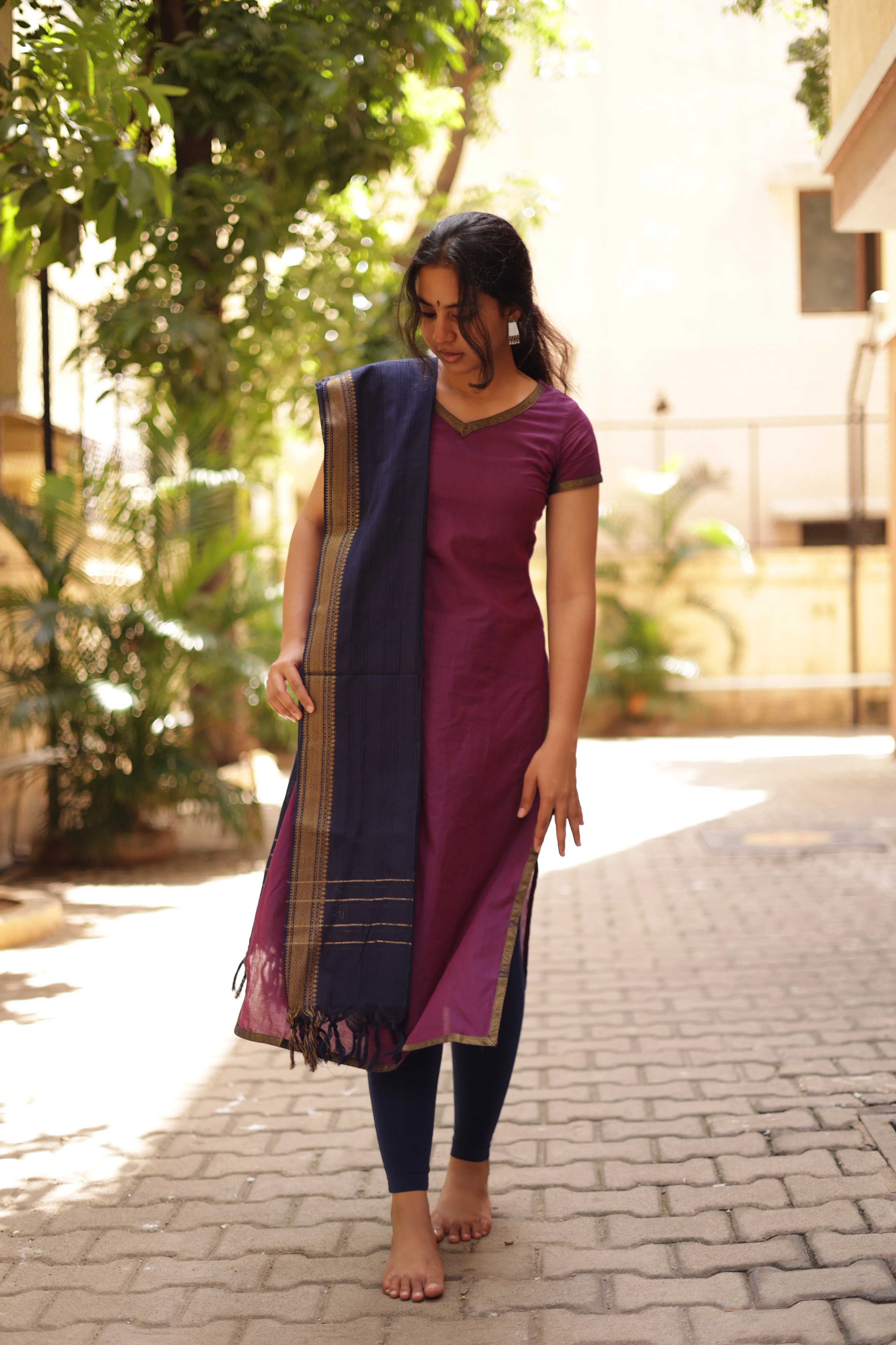 Kaakha Kaakha Jyotika Plum (Kurti Dupatta)