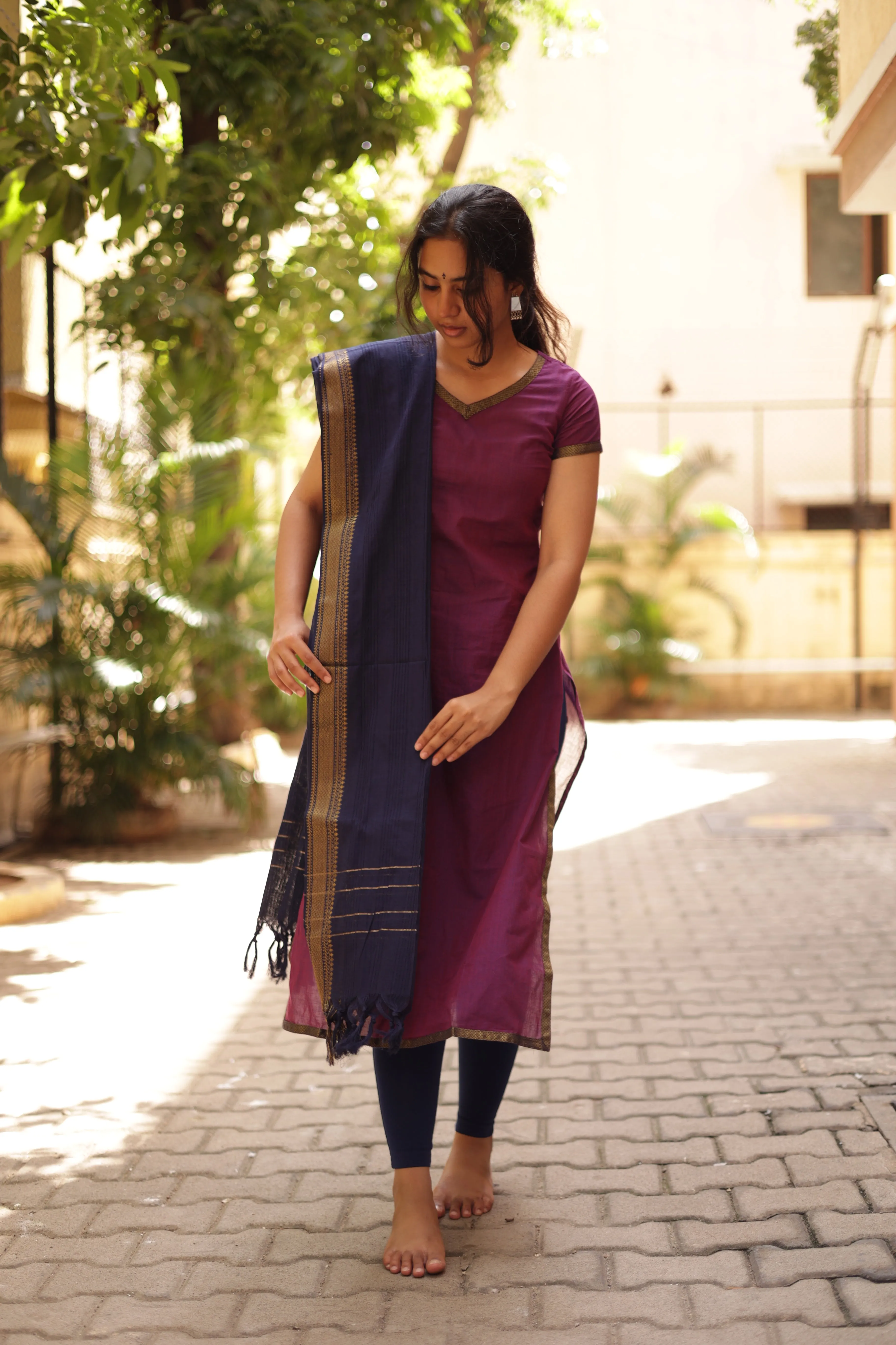 Kaakha Kaakha Jyotika Plum (Kurti Dupatta)