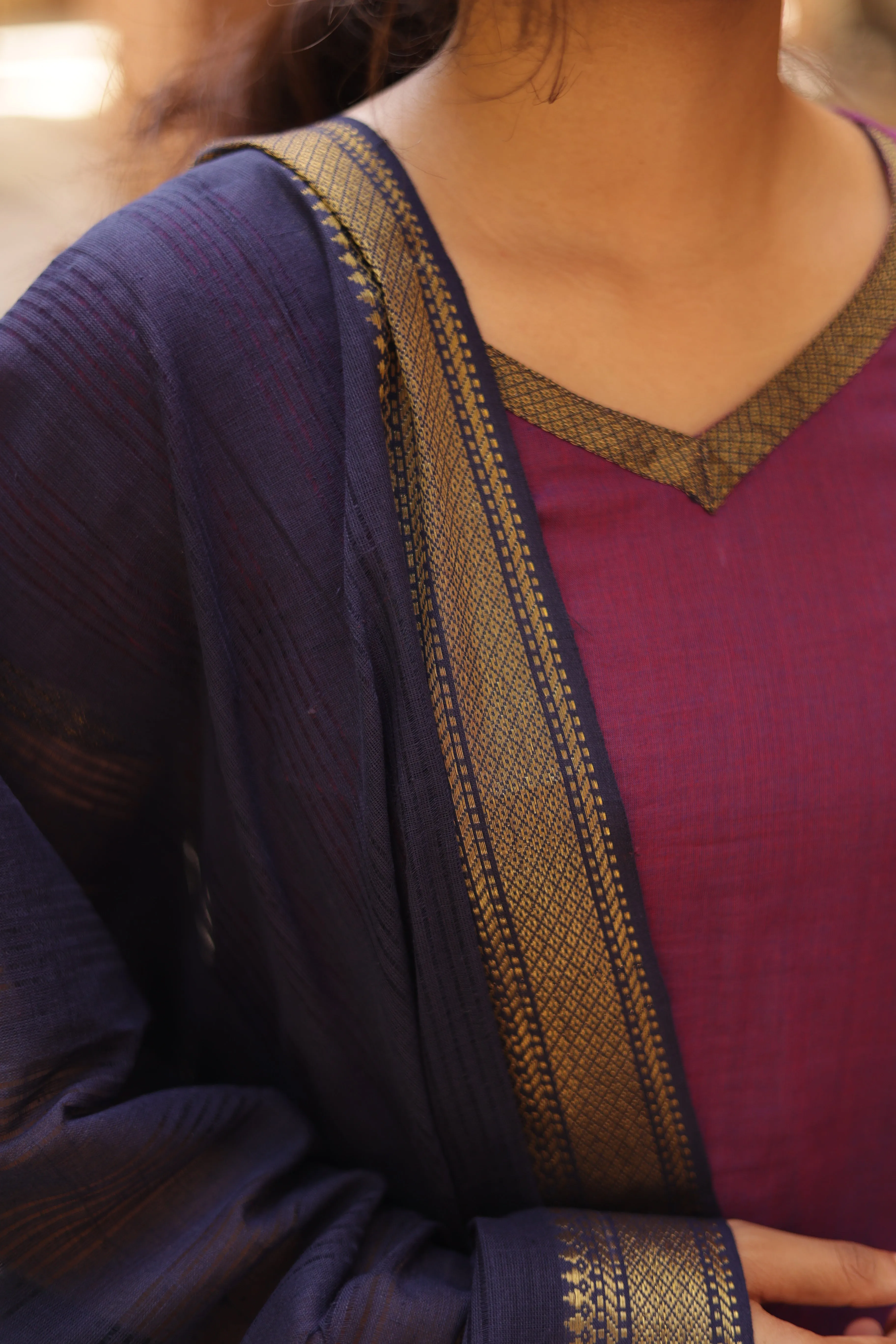 Kaakha Kaakha Jyotika Plum (Kurti Dupatta)