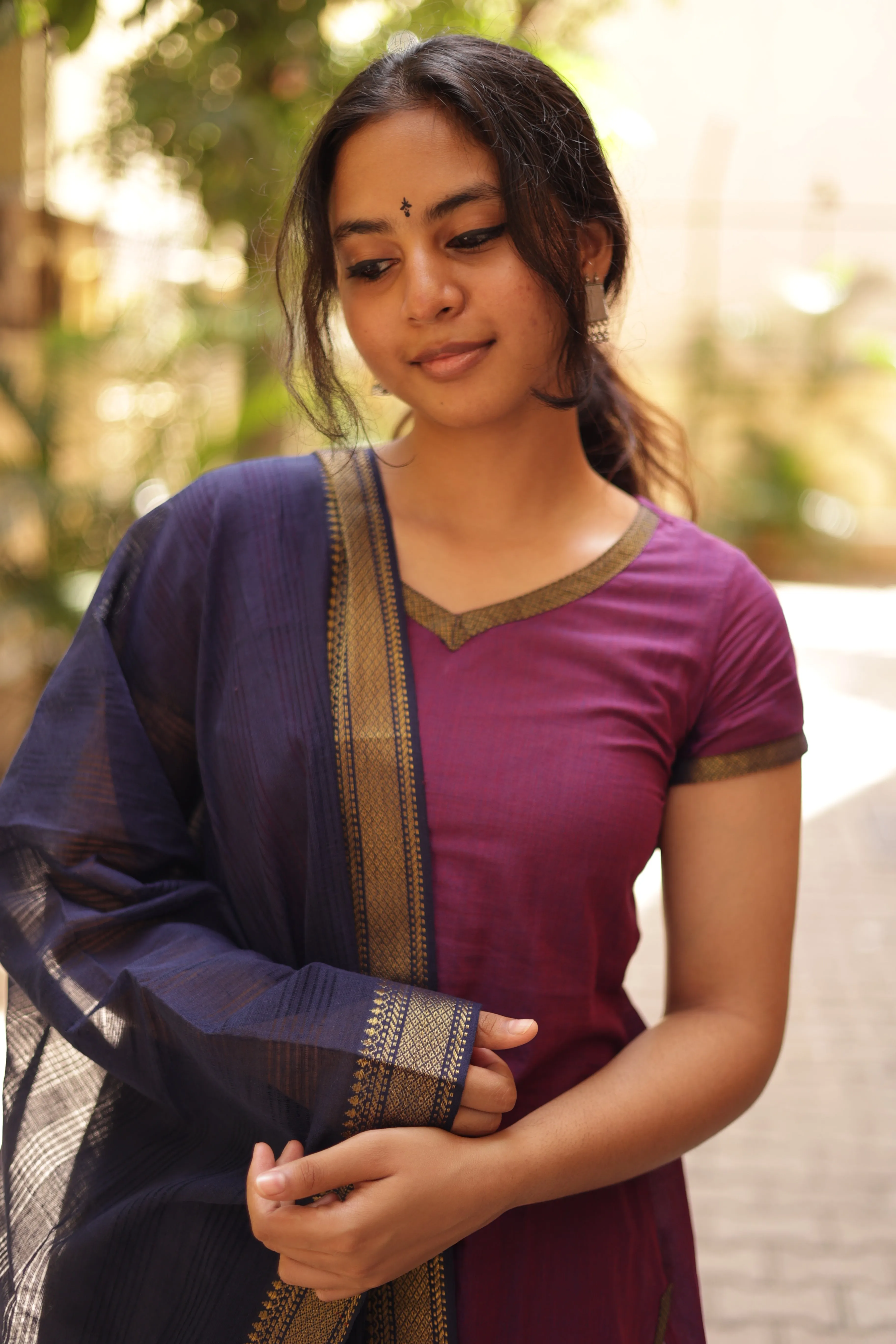 Kaakha Kaakha Jyotika Plum (Kurti Dupatta)