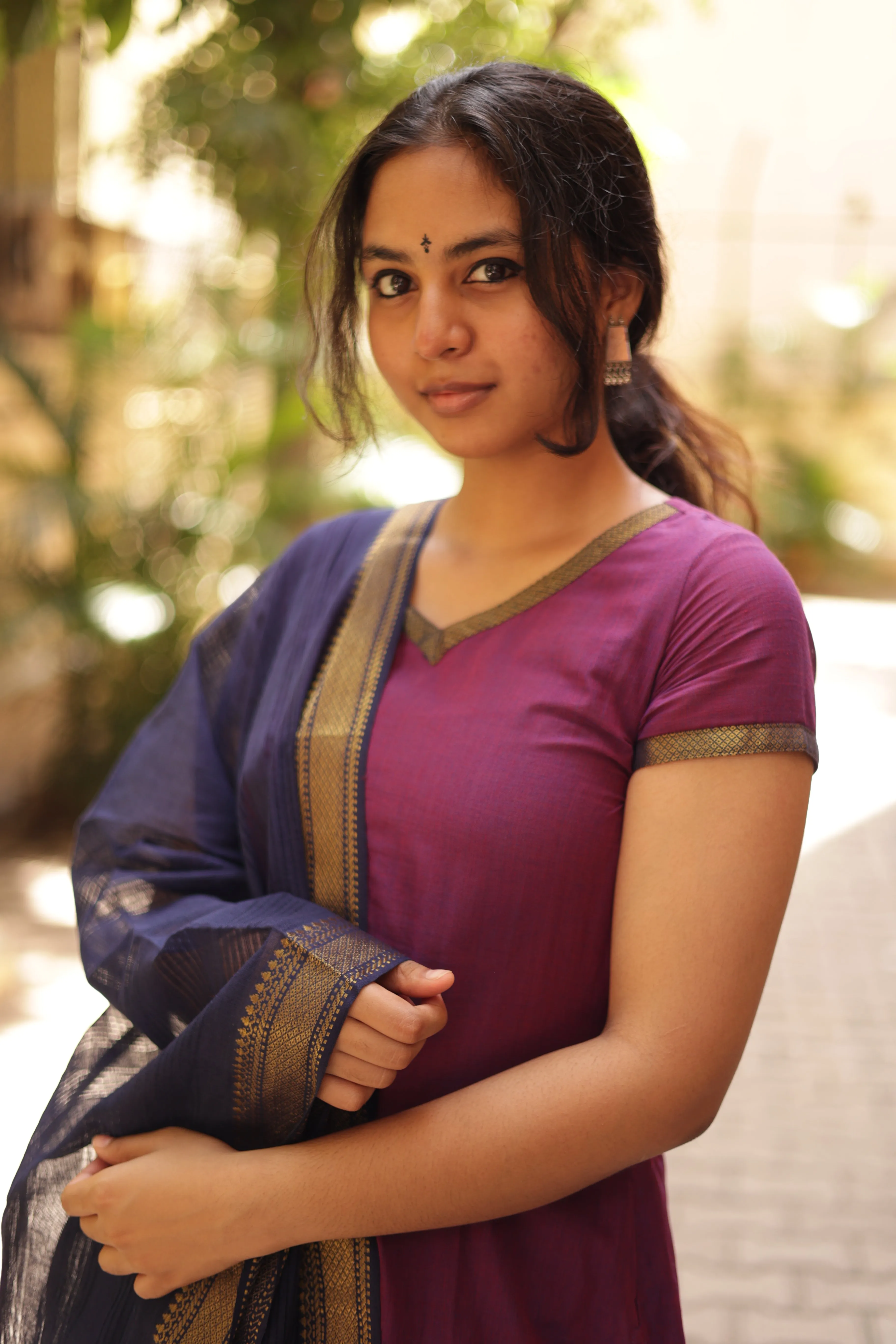 Kaakha Kaakha Jyotika Plum (Kurti Dupatta)