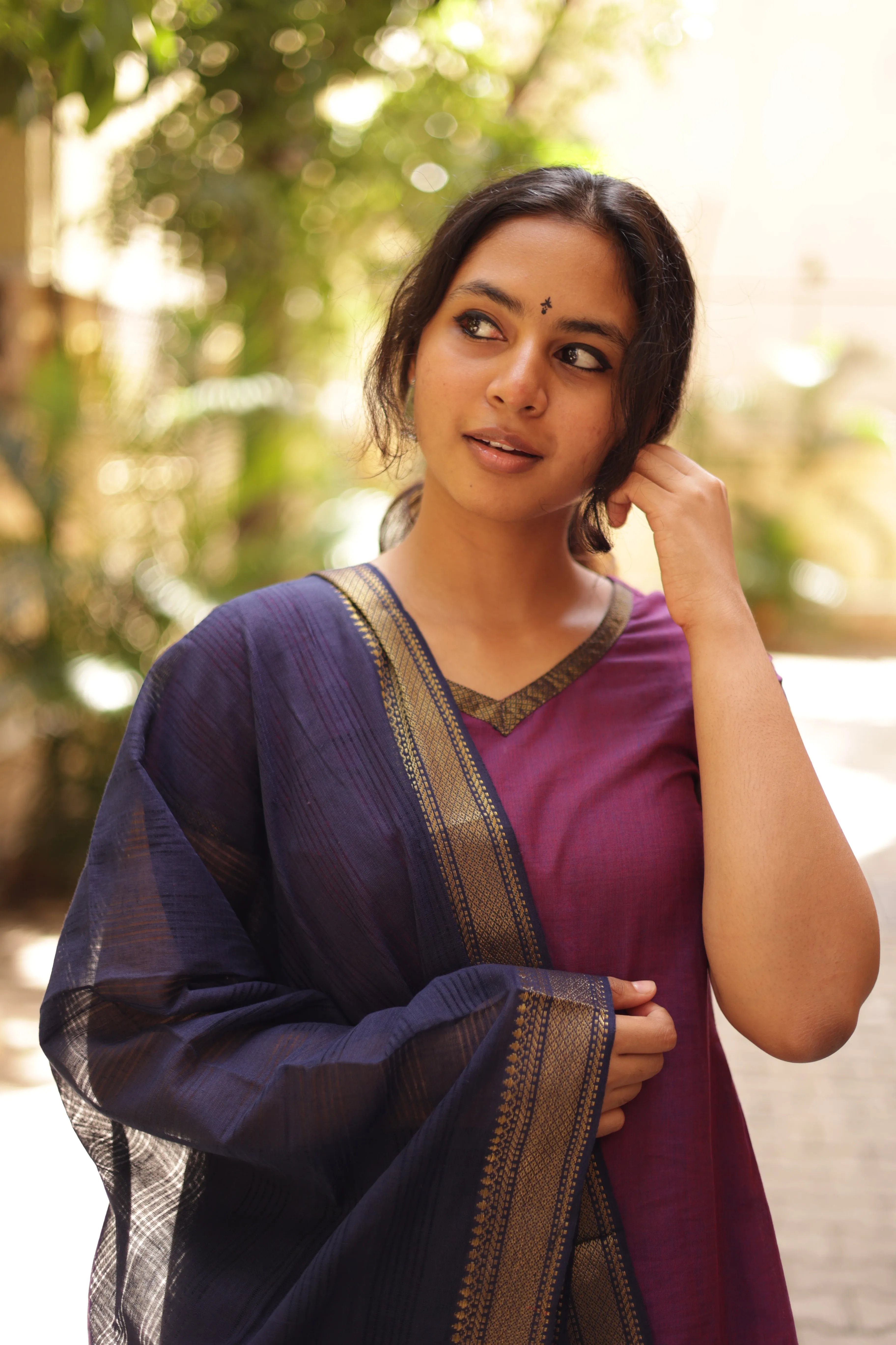 Kaakha Kaakha Jyotika Plum (Kurti Dupatta)