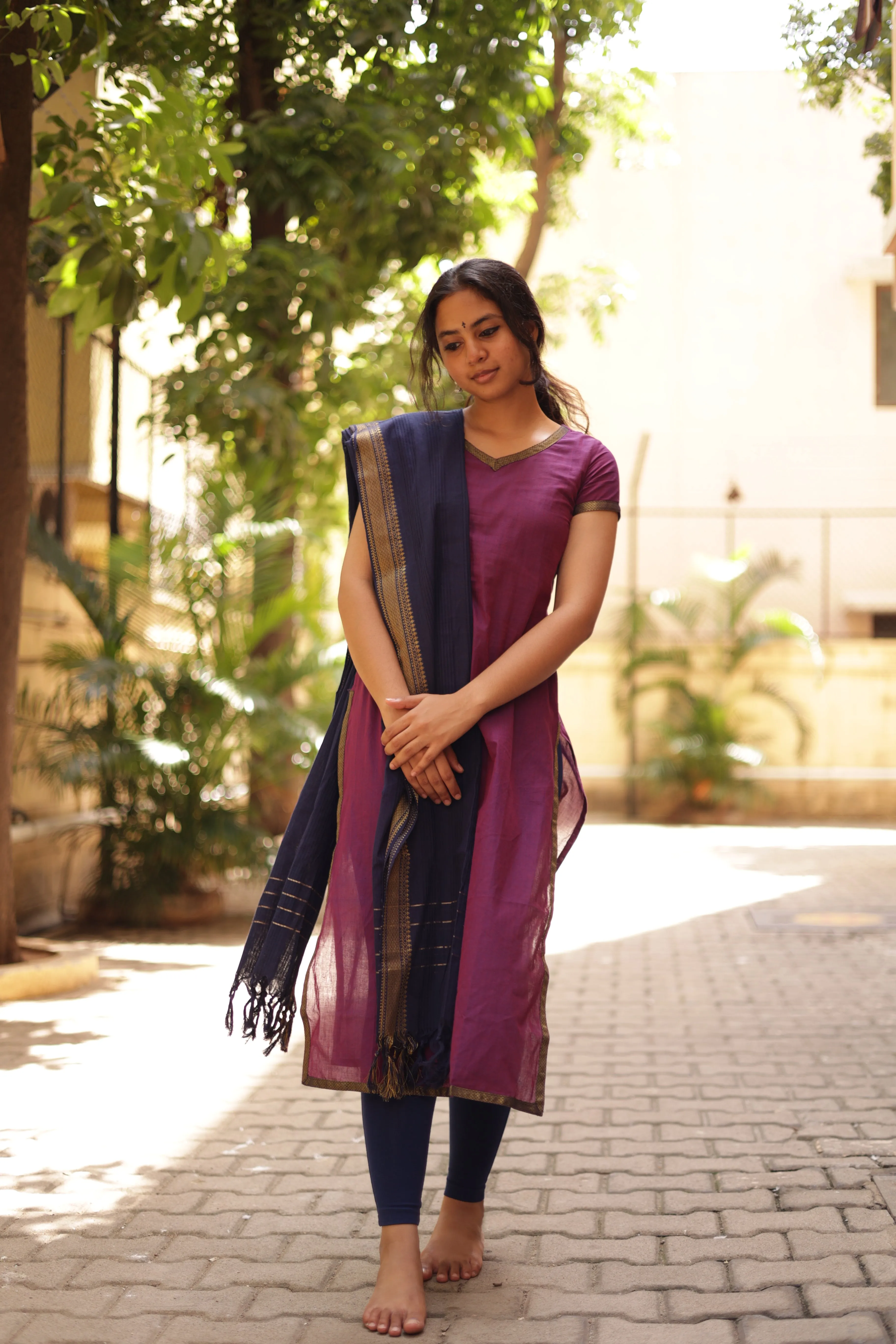 Kaakha Kaakha Jyotika Plum (Kurti Dupatta)