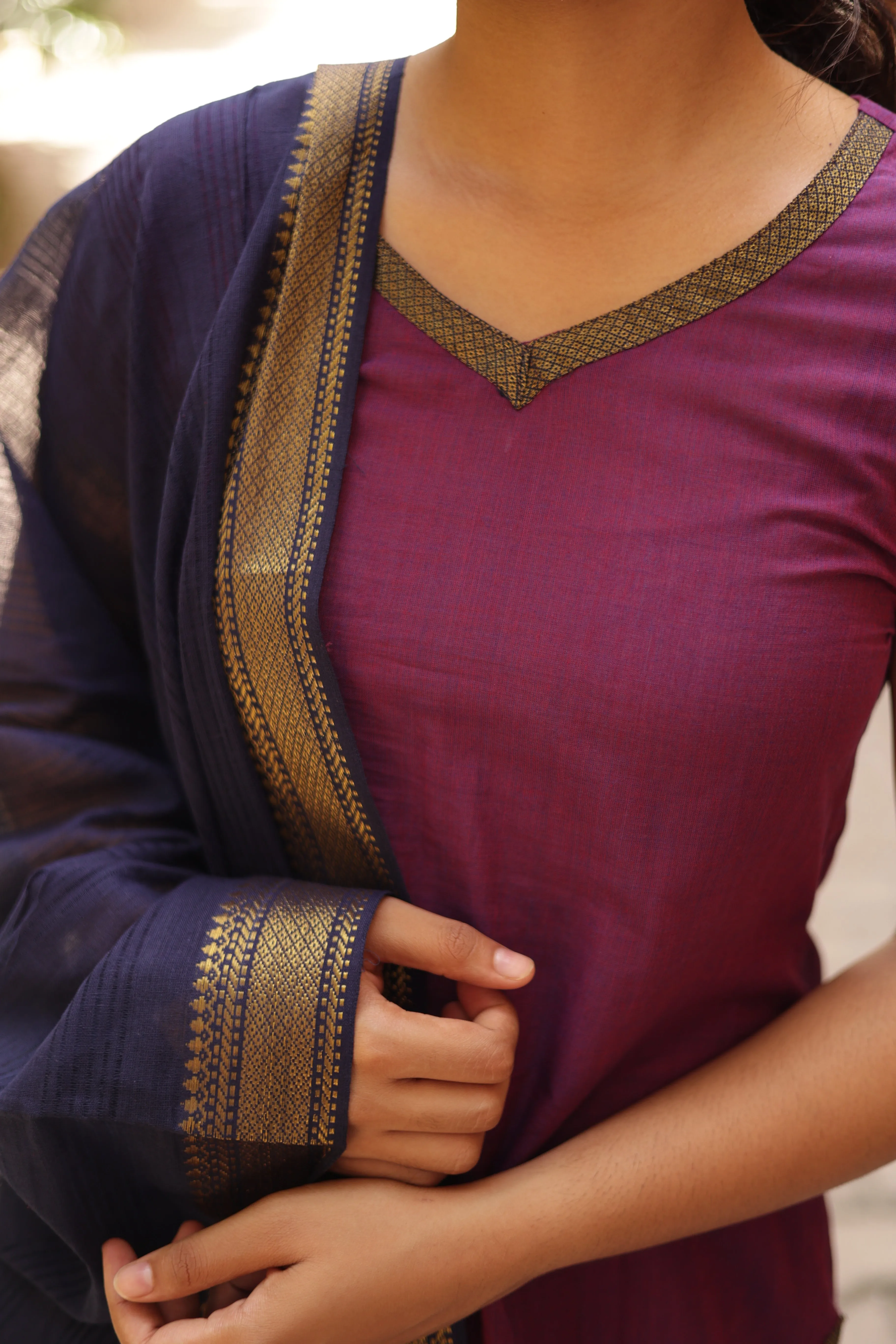 Kaakha Kaakha Jyotika Plum (Kurti Dupatta)