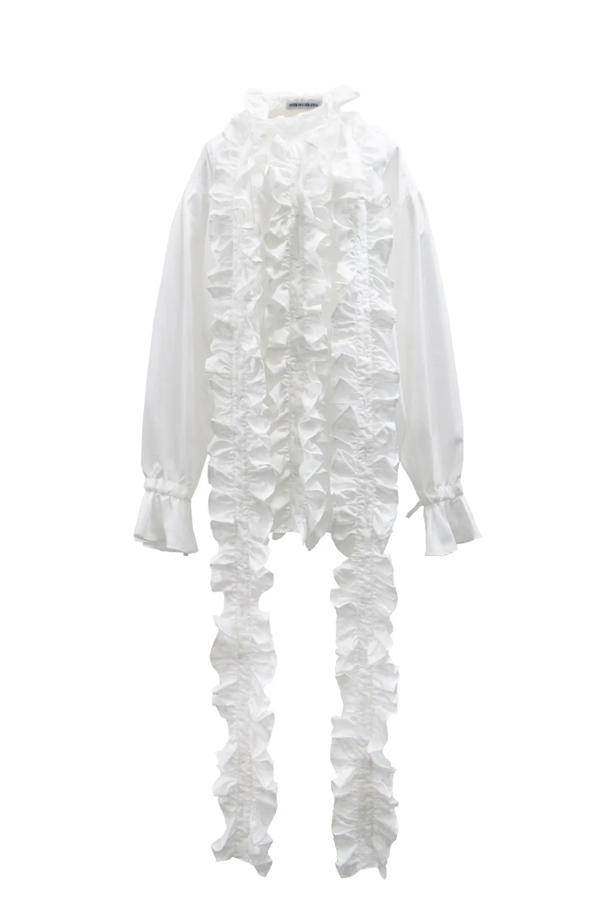 Long Frill Collar Blouse / White