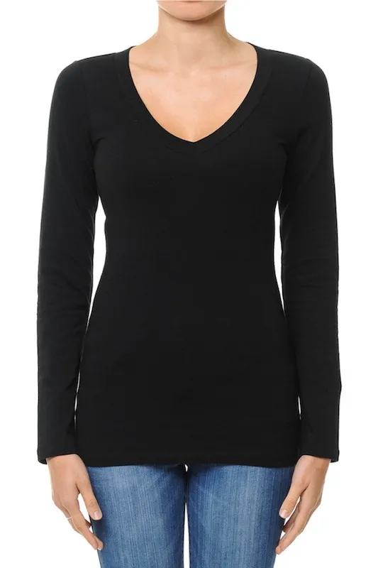 Long Sleeve V Neck Top