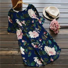 Loose Floral T-Shirt Dress