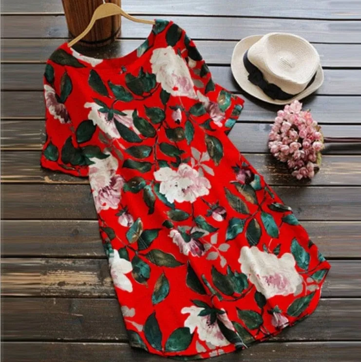 Loose Floral T-Shirt Dress