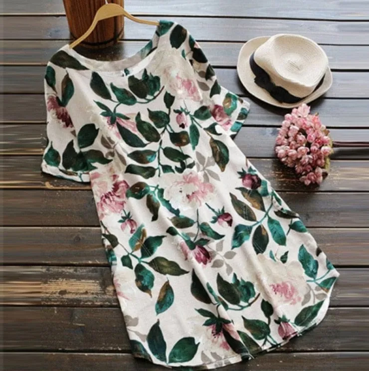 Loose Floral T-Shirt Dress