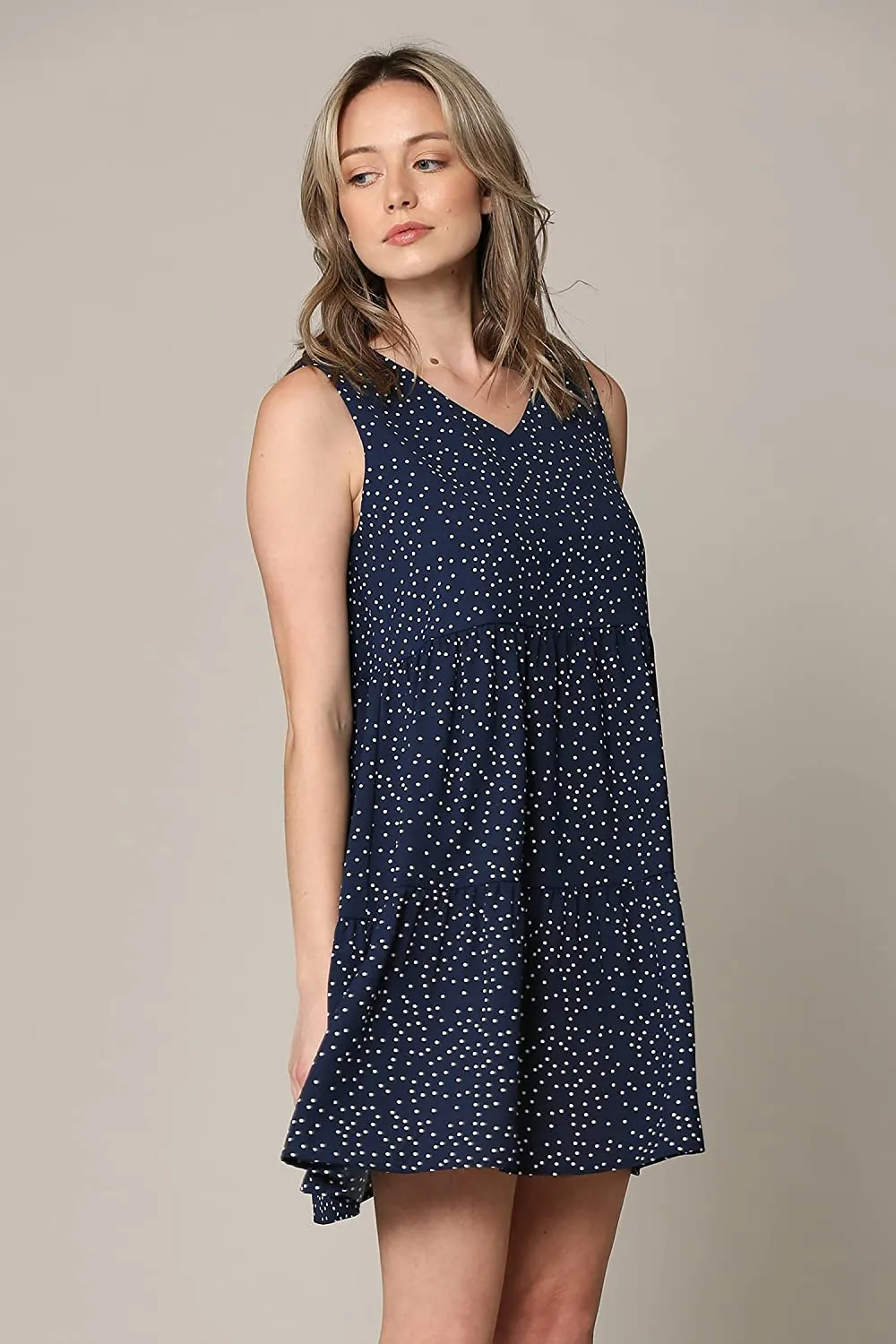 Made By Johnny Casual Flowy Swing Shift Tank Tiered Dress