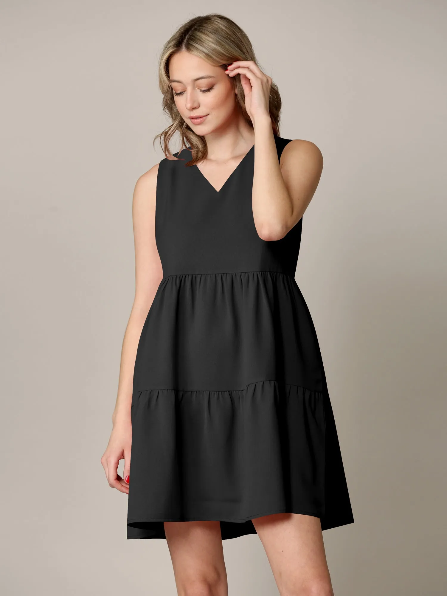 Made By Johnny Casual Flowy Swing Shift Tank Tiered Dress