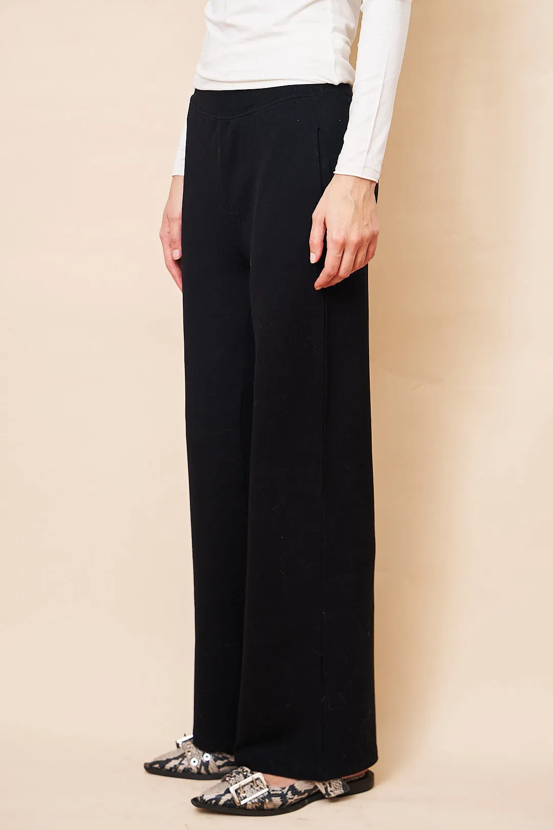 Majestic French Terry Wide Leg Pant in Noir