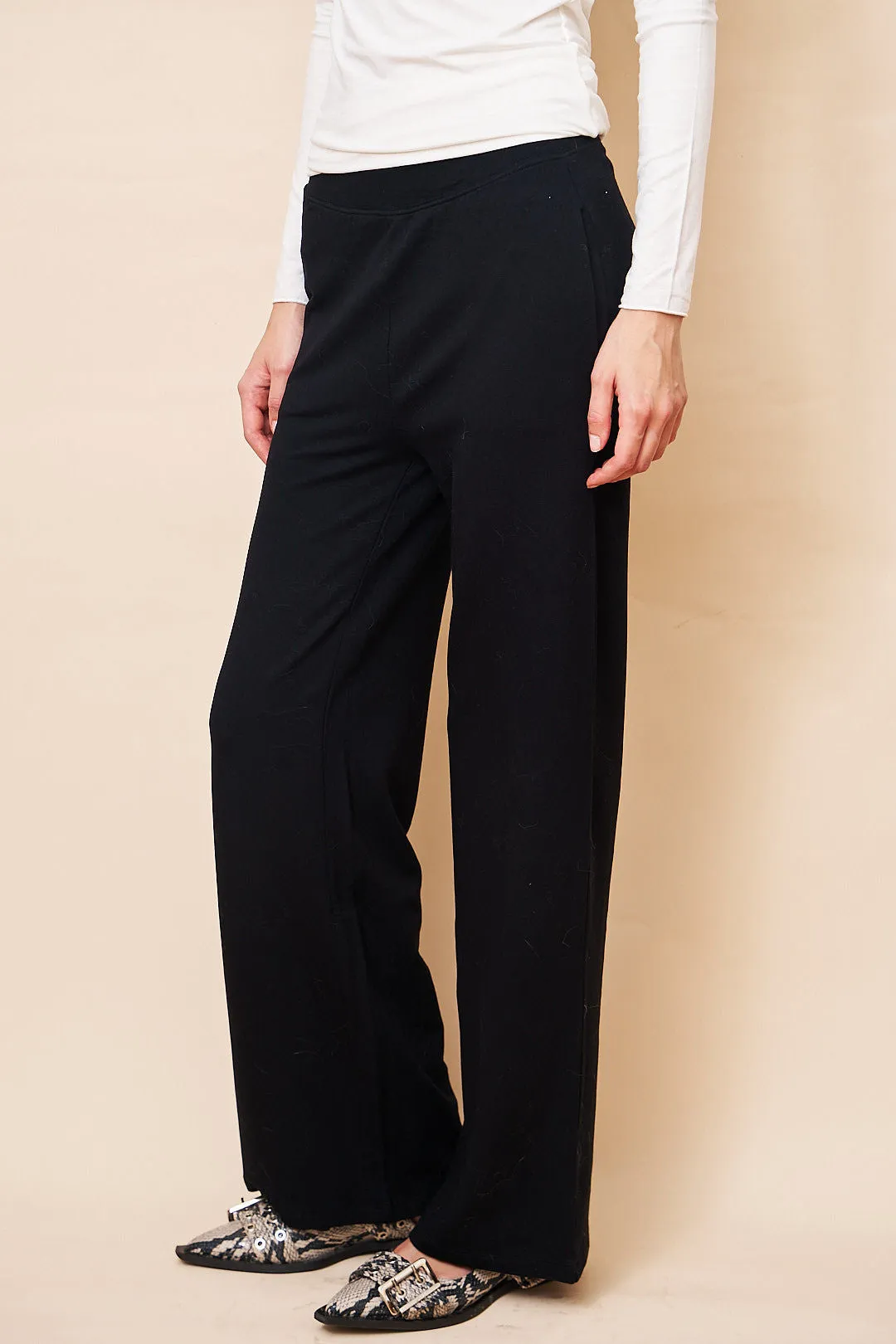 Majestic French Terry Wide Leg Pant in Noir