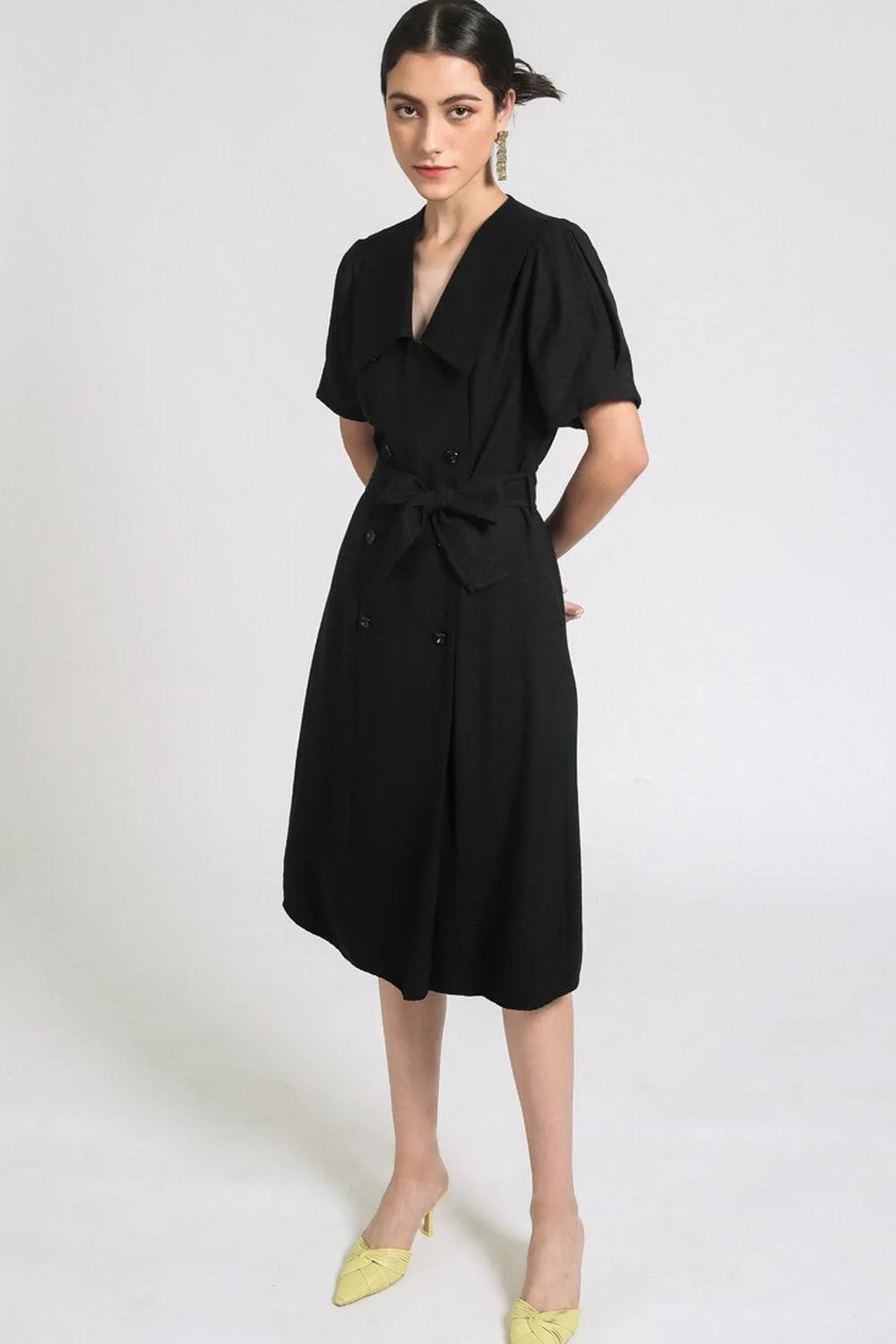 Manuel Shift V-Neck Silk Midi Dress