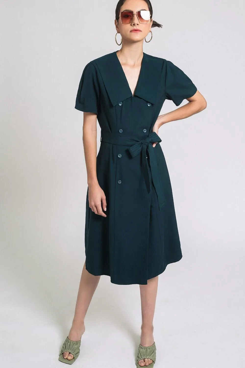 Manuel Shift V-Neck Silk Midi Dress