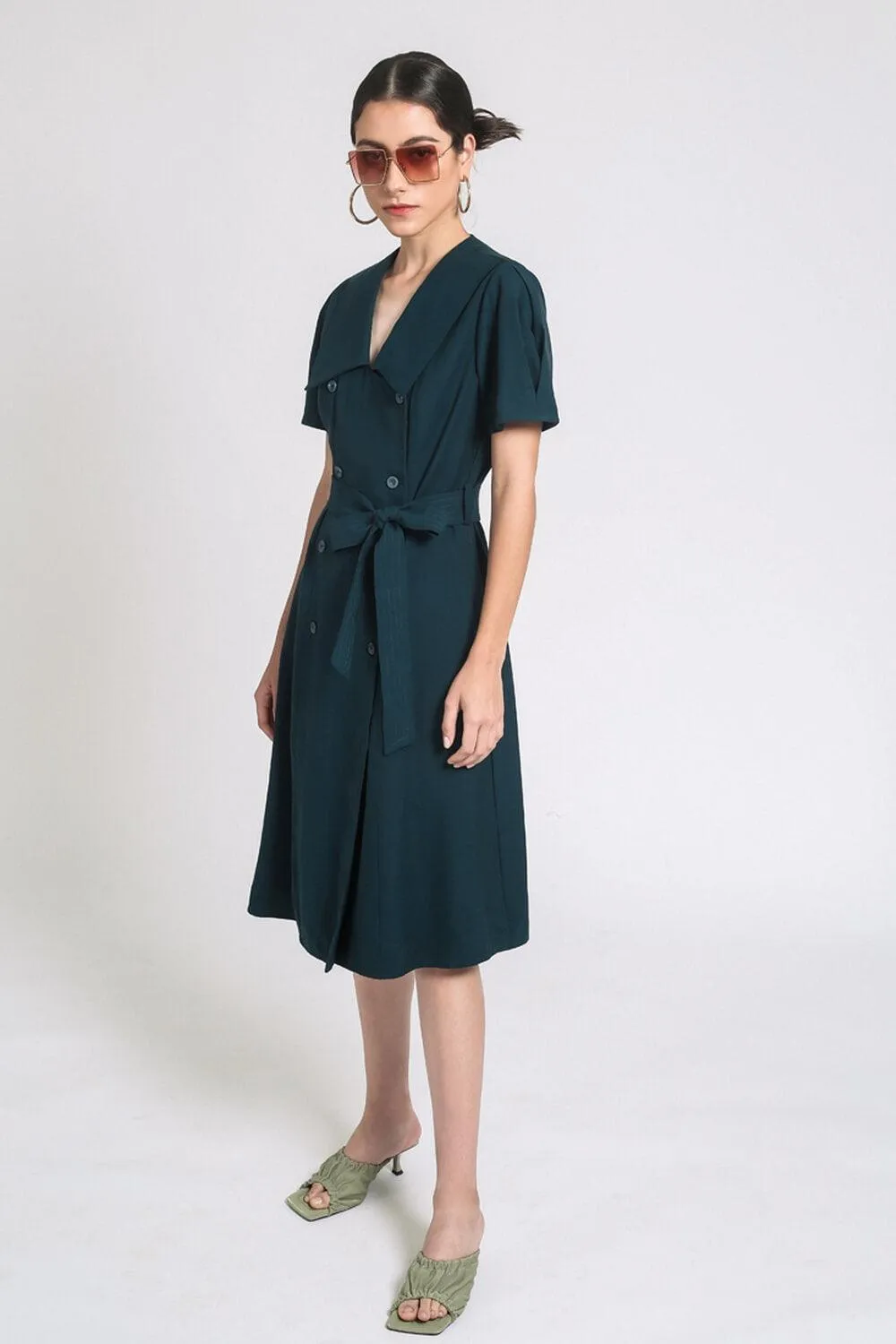 Manuel Shift V-Neck Silk Midi Dress