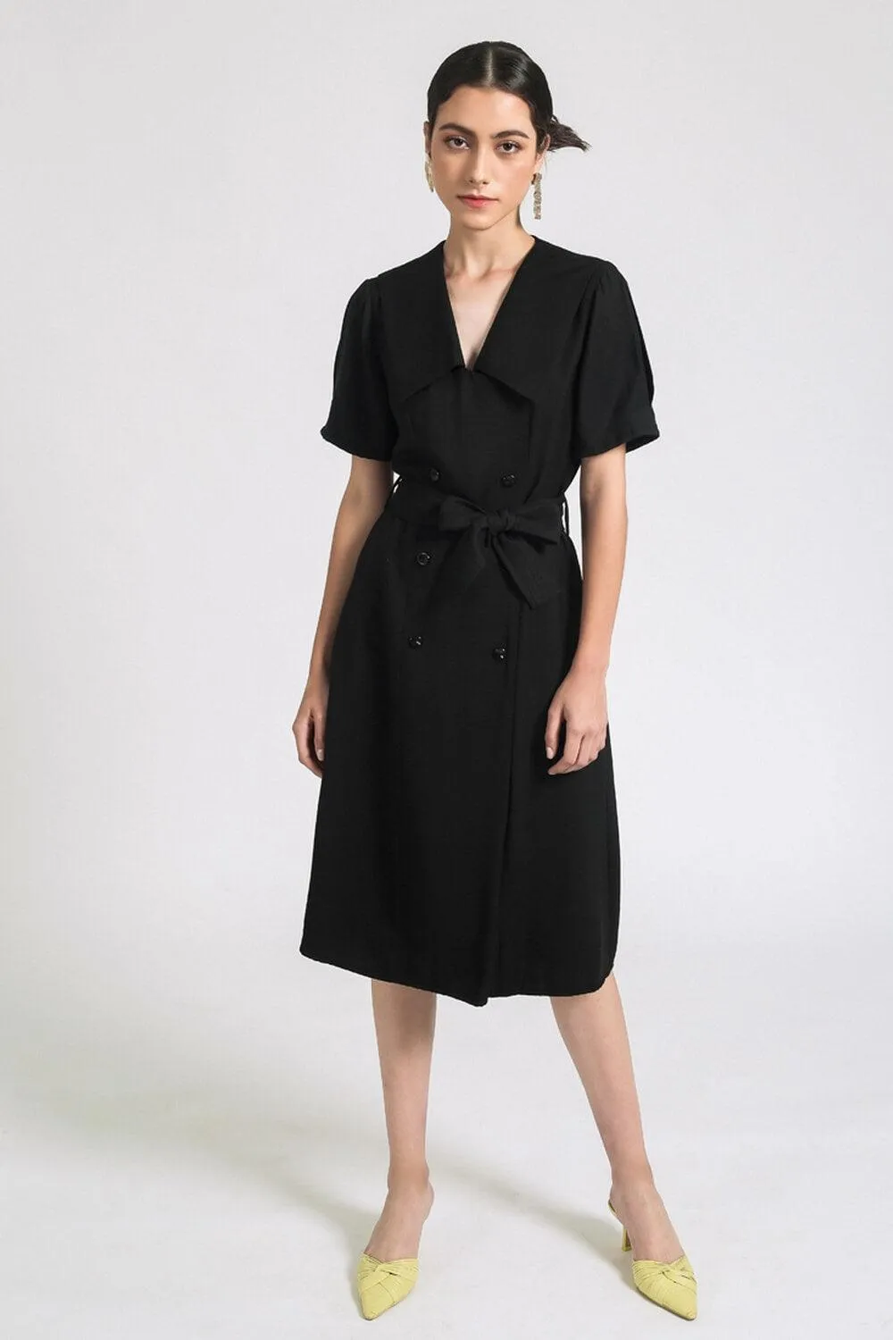 Manuel Shift V-Neck Silk Midi Dress