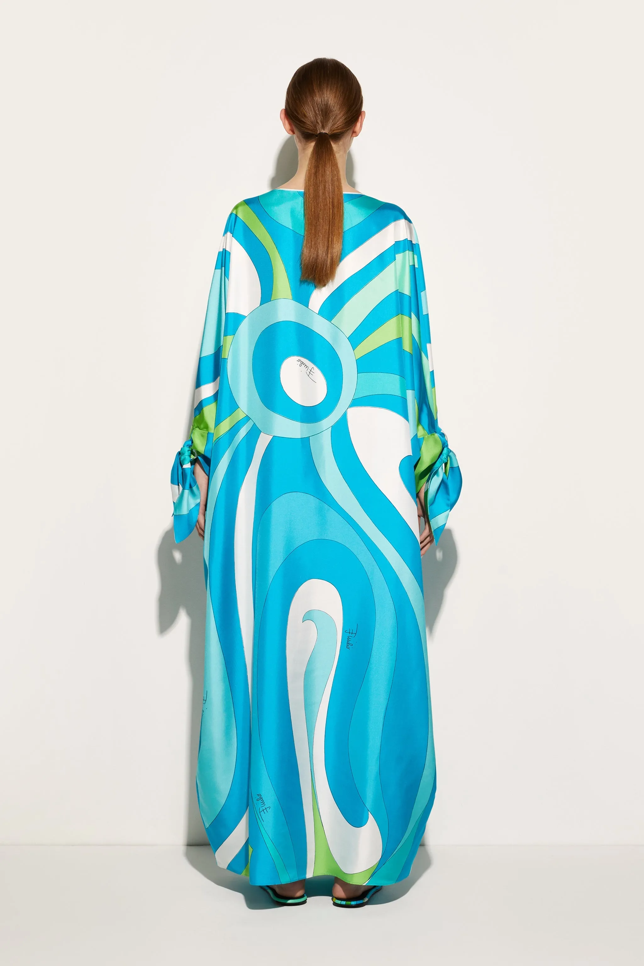 Marmo-Print Silk-Twill Kaftan