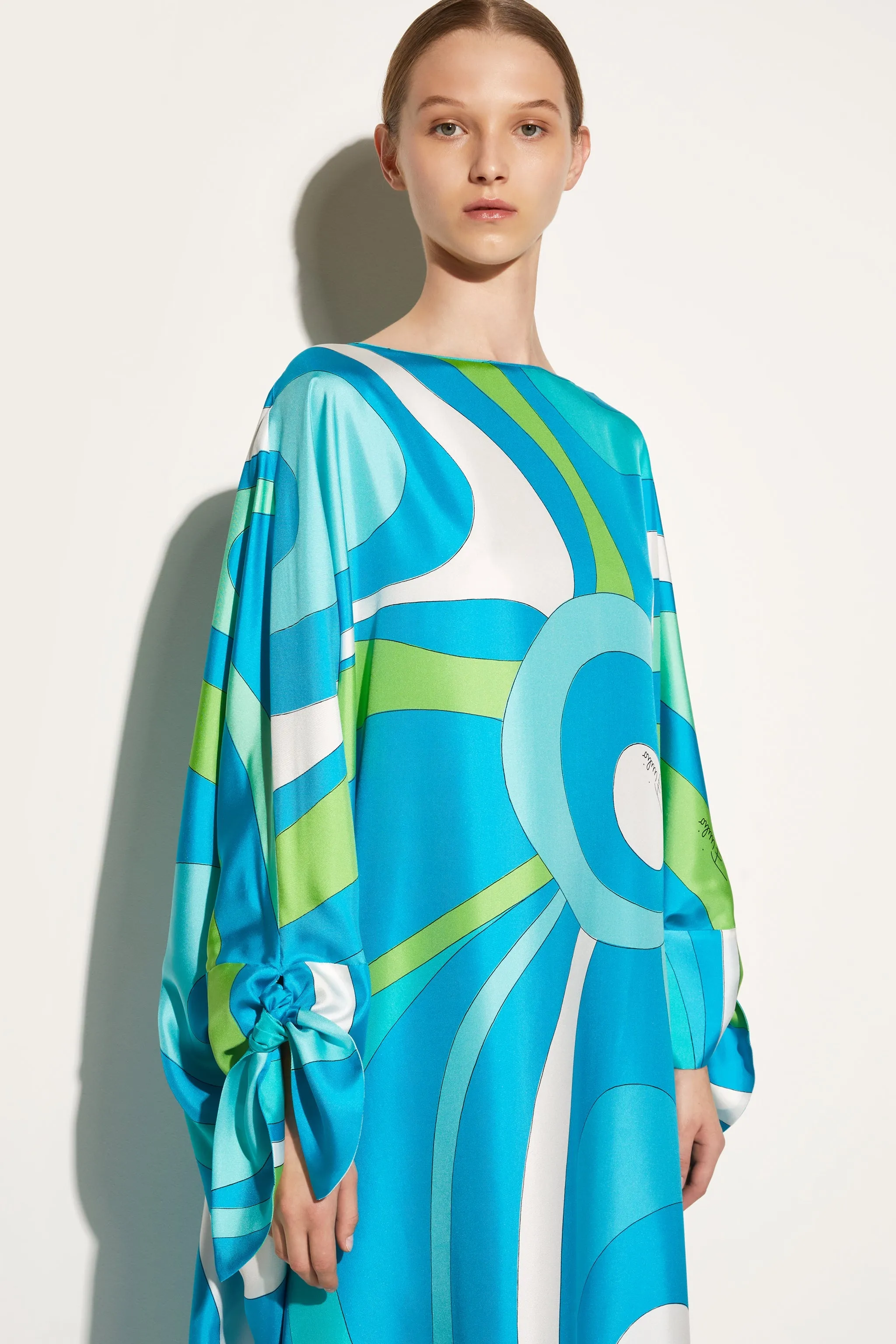 Marmo-Print Silk-Twill Kaftan