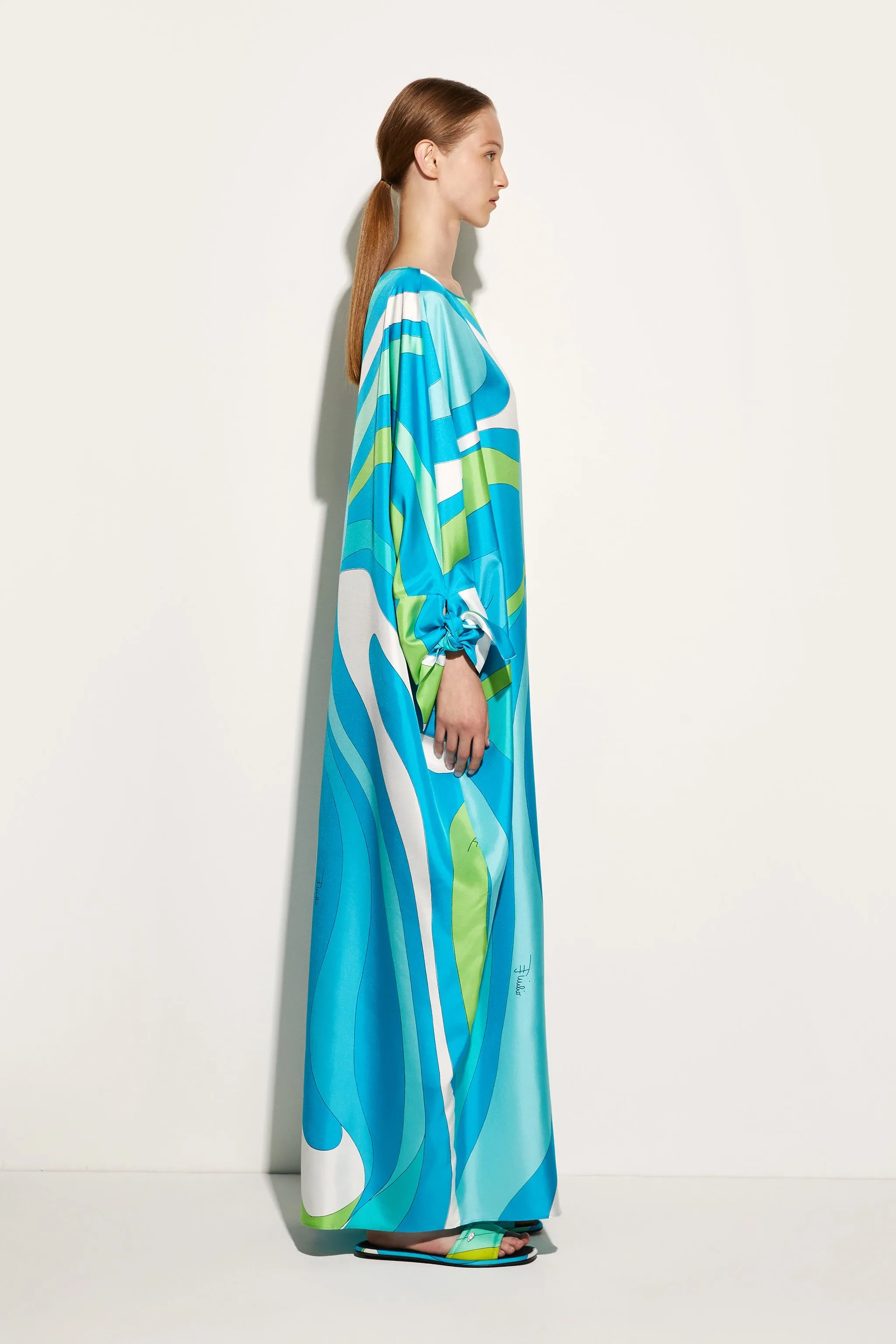 Marmo-Print Silk-Twill Kaftan