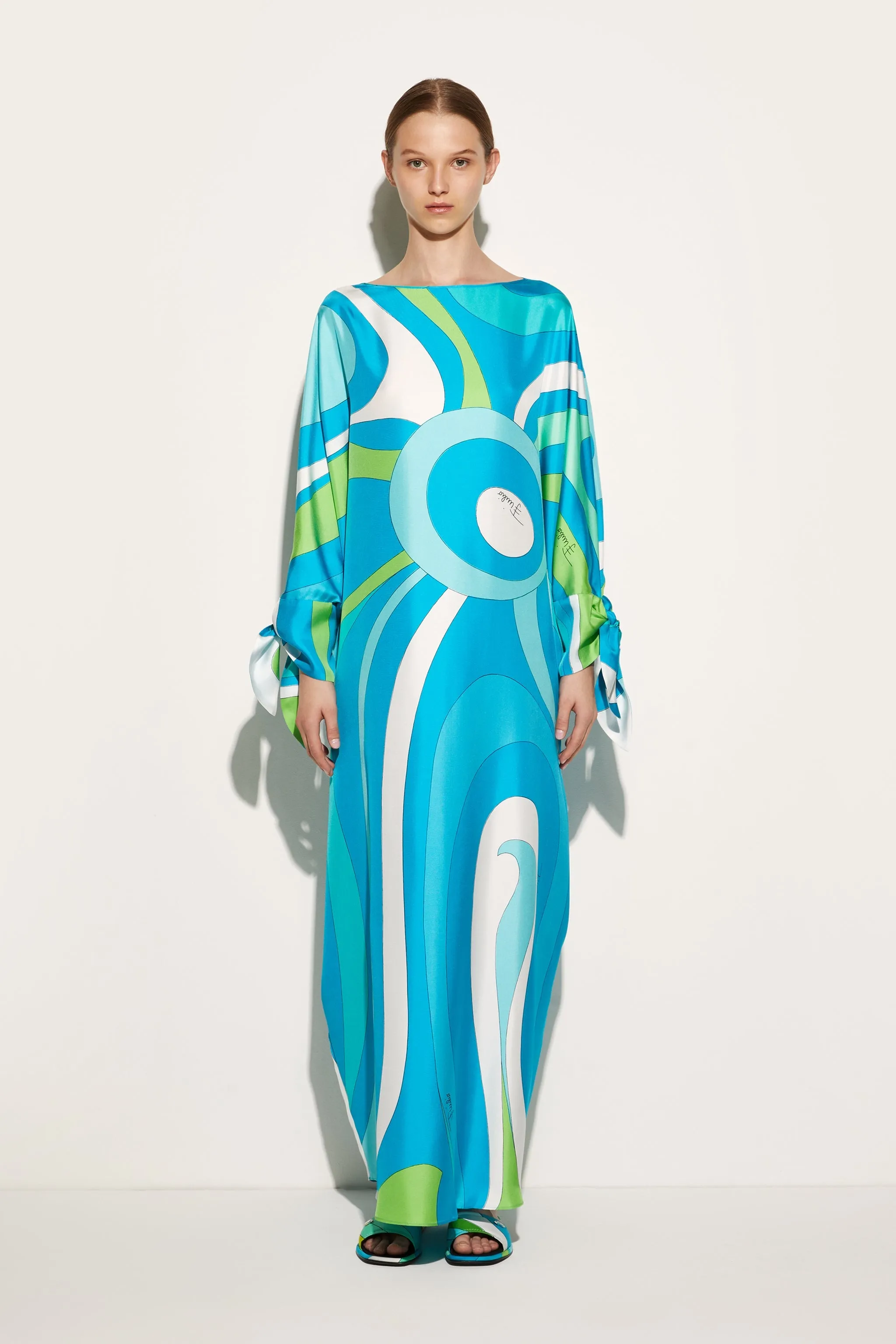 Marmo-Print Silk-Twill Kaftan