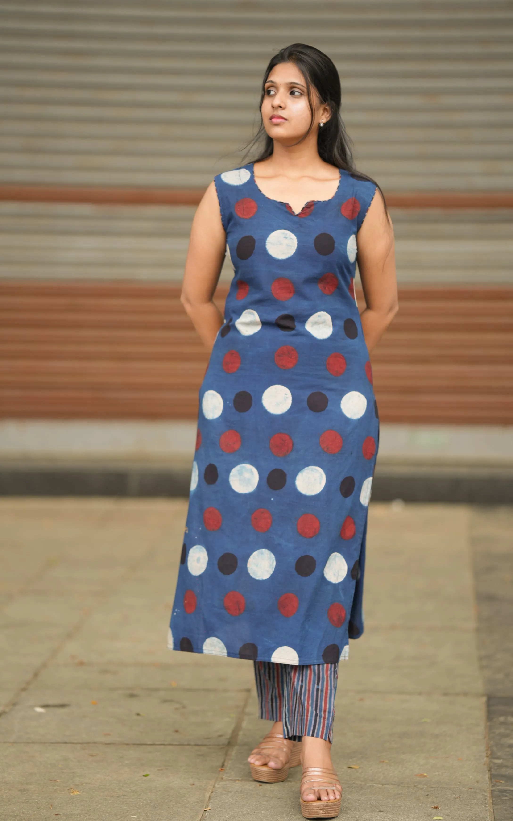 Mars Navy Blue & White (Kurti Pant)