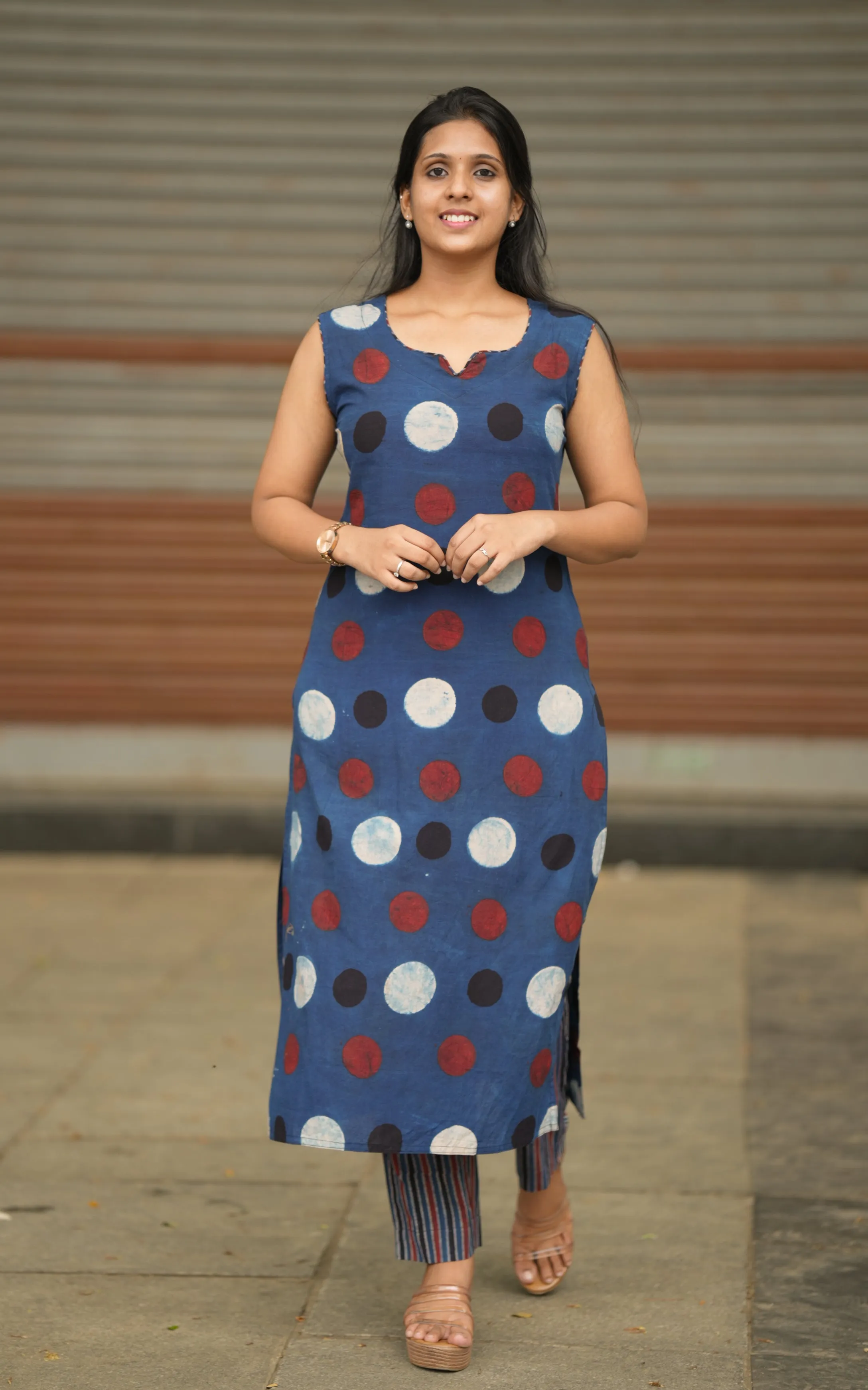 Mars Navy Blue & White (Kurti Pant)