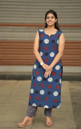 Mars Navy Blue & White (Kurti Pant)