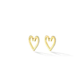 Medium Yellow Gold Endless Hoop Earrings with White Diamonds