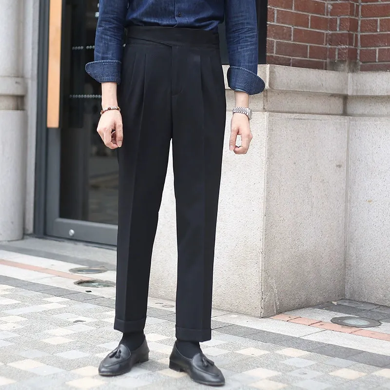 Men's Double Pleat Drape Non-iron Straight-leg Trousers